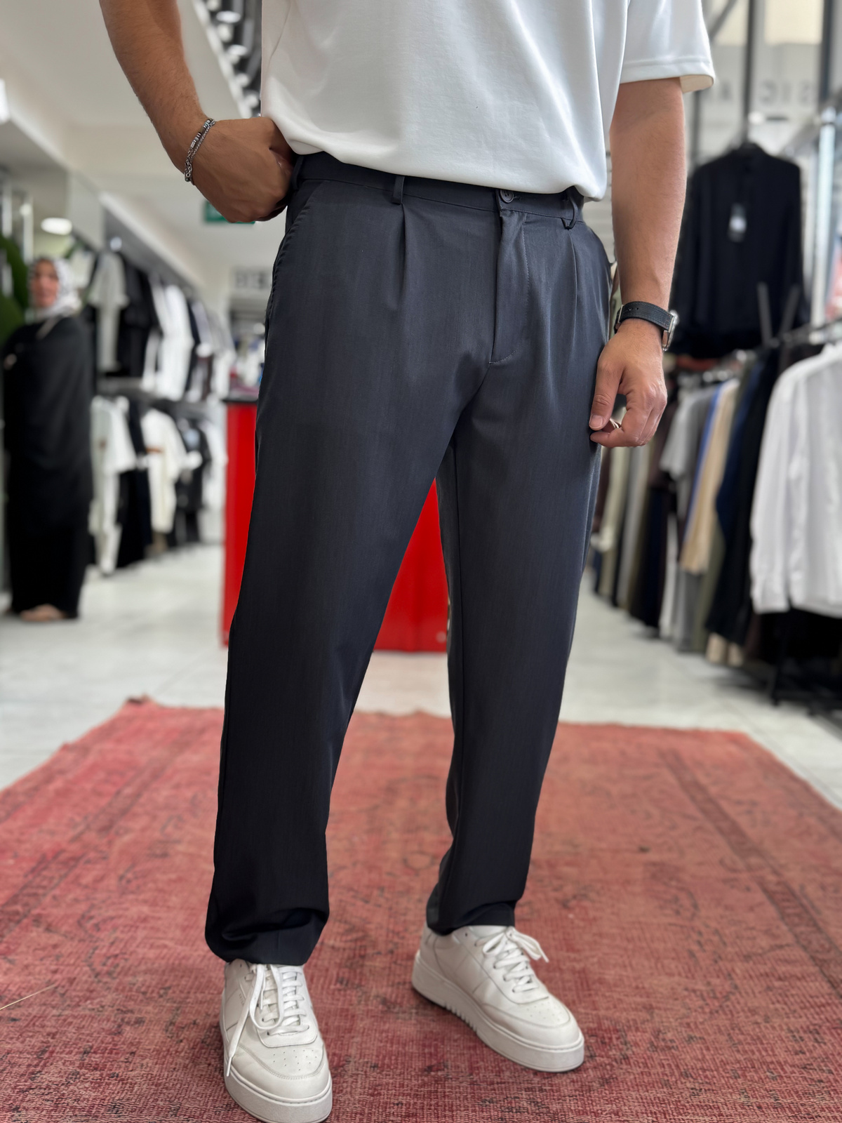 Antrasit Pileli İnce Pantolon TW-1002
