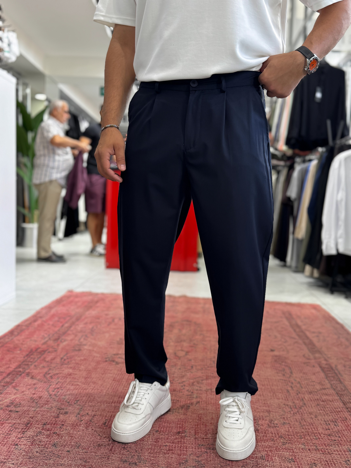Lacivert Pileli İnce Pantolon TW-1002