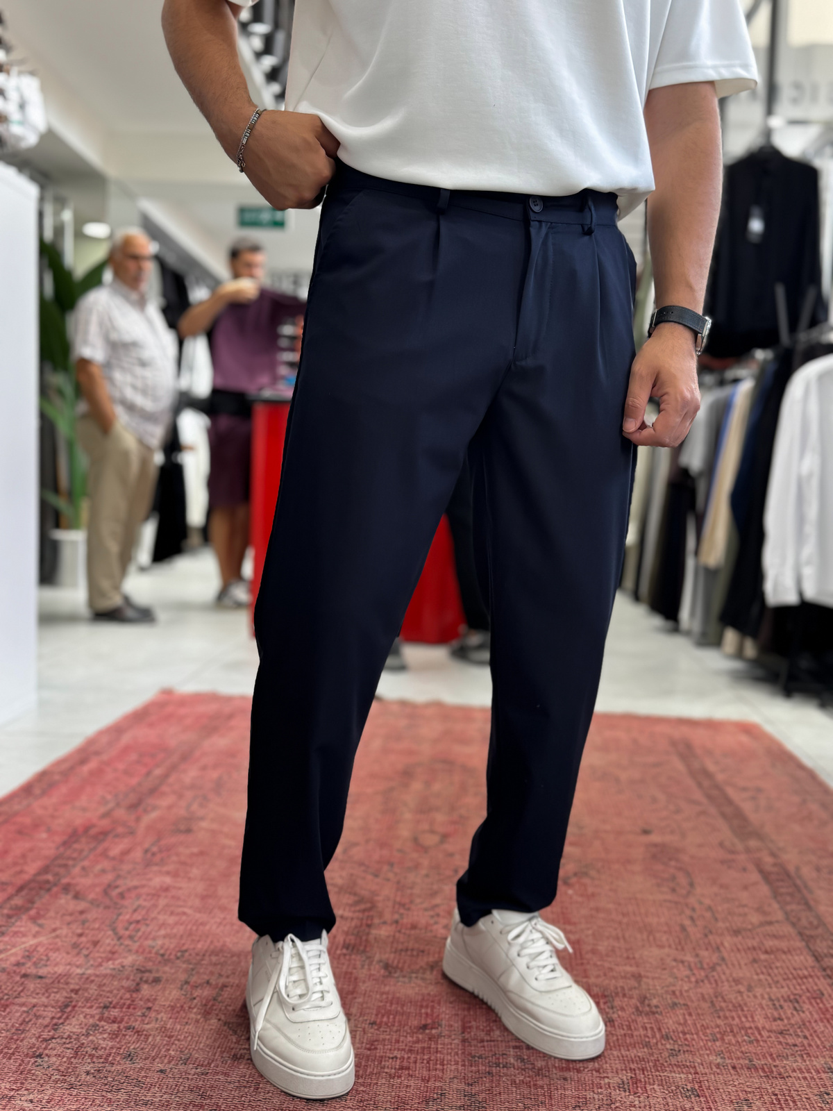 Lacivert Pileli İnce Pantolon TW-1002
