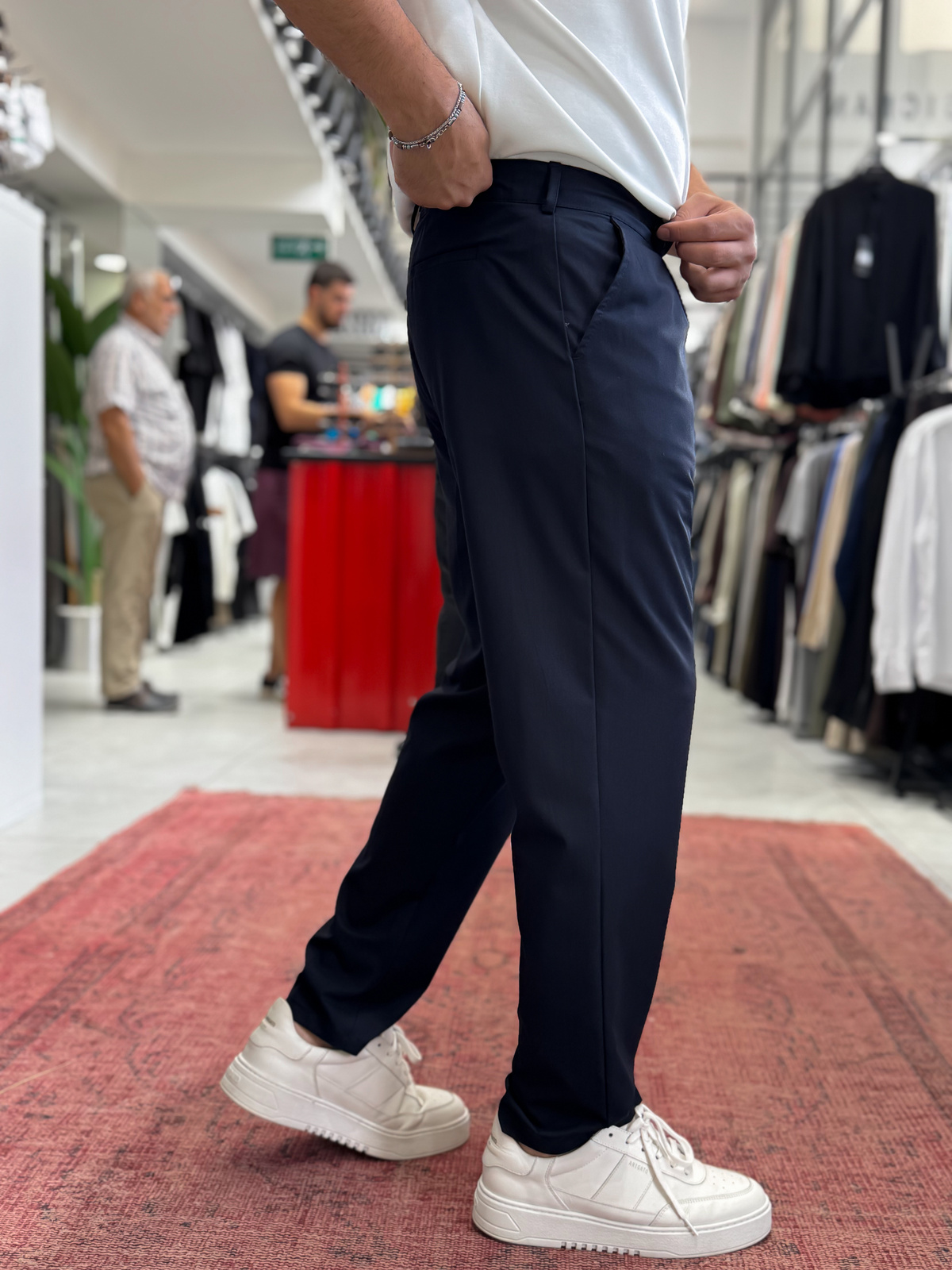Lacivert Pileli İnce Pantolon TW-1002