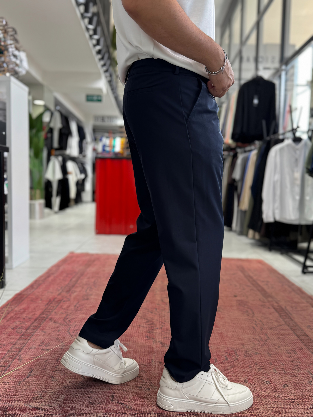 Lacivert Pileli İnce Pantolon TW-1002