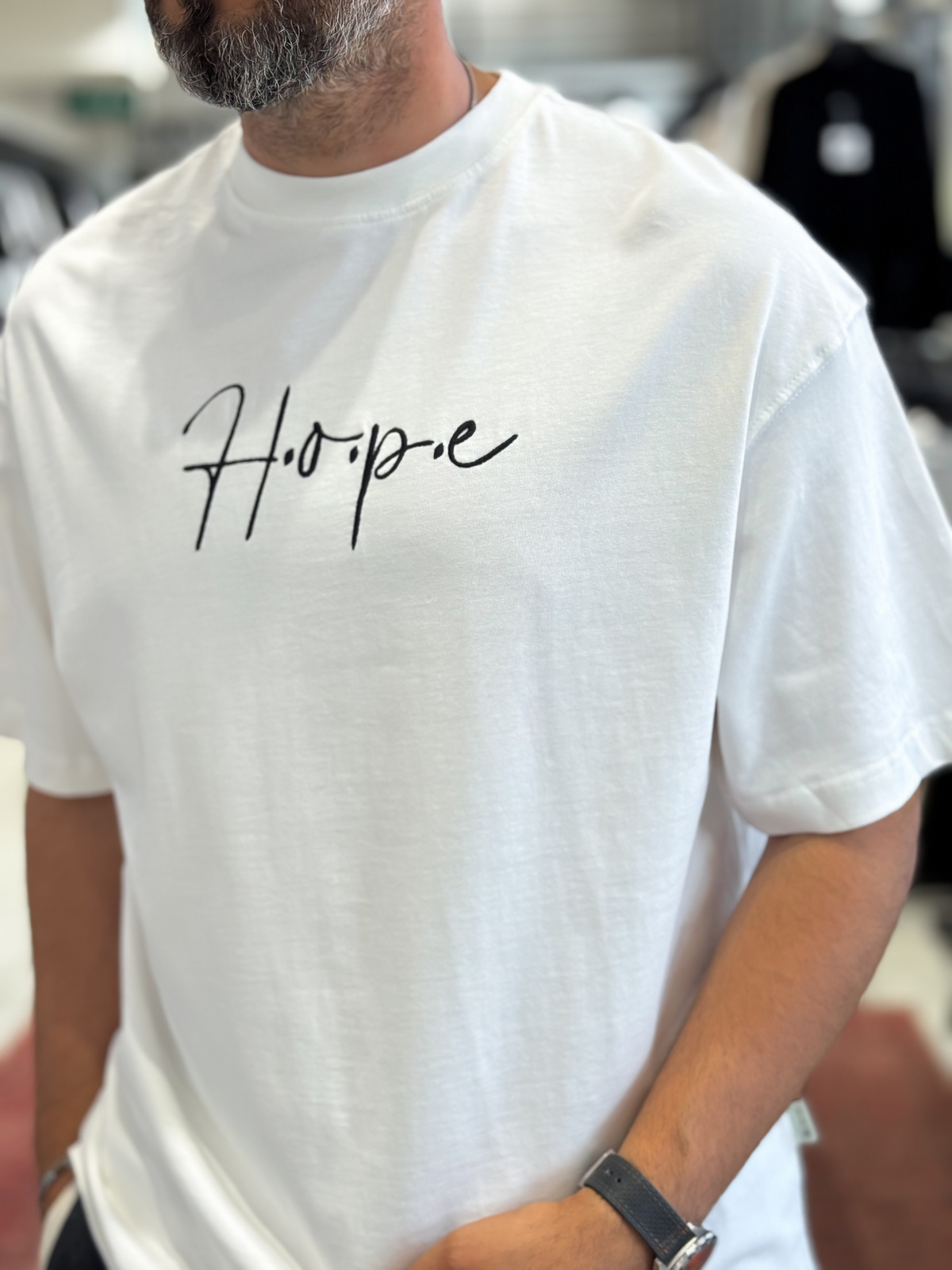 Beyaz Hope Halı Patchli Oversize T-Shirt SW-5064
