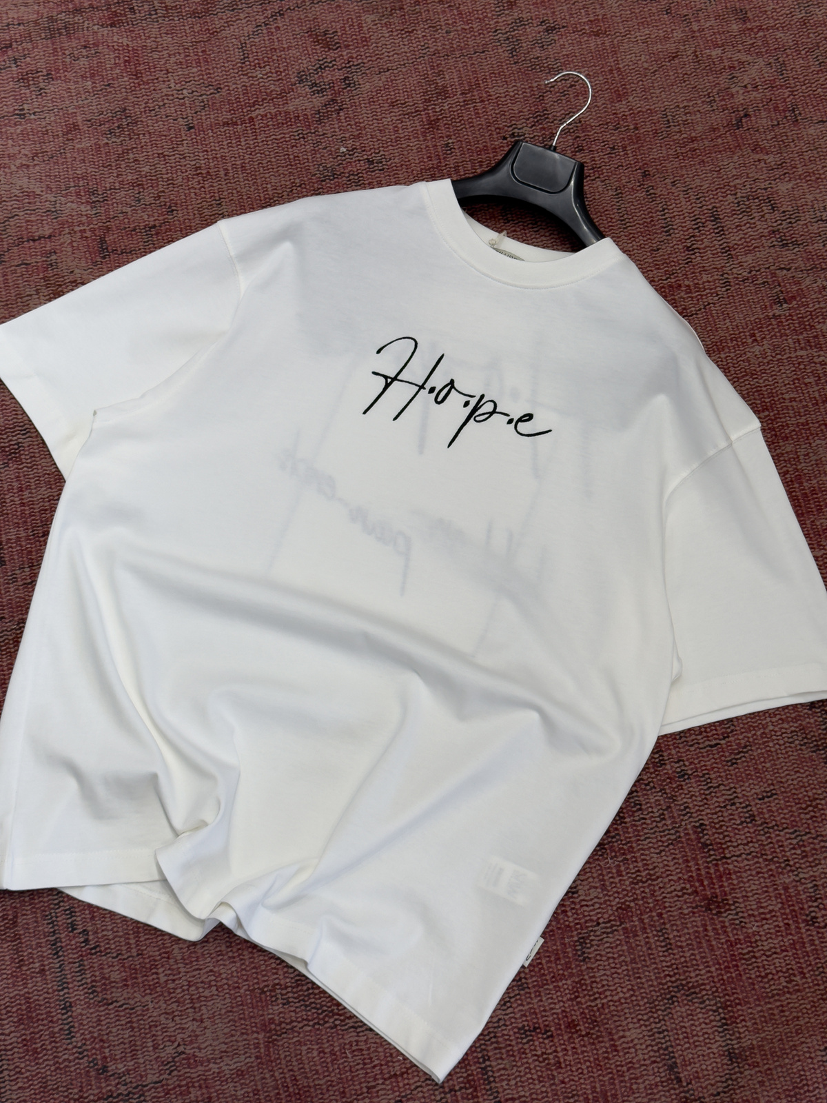 Beyaz Hope Halı Patchli Oversize T-Shirt SW-5064