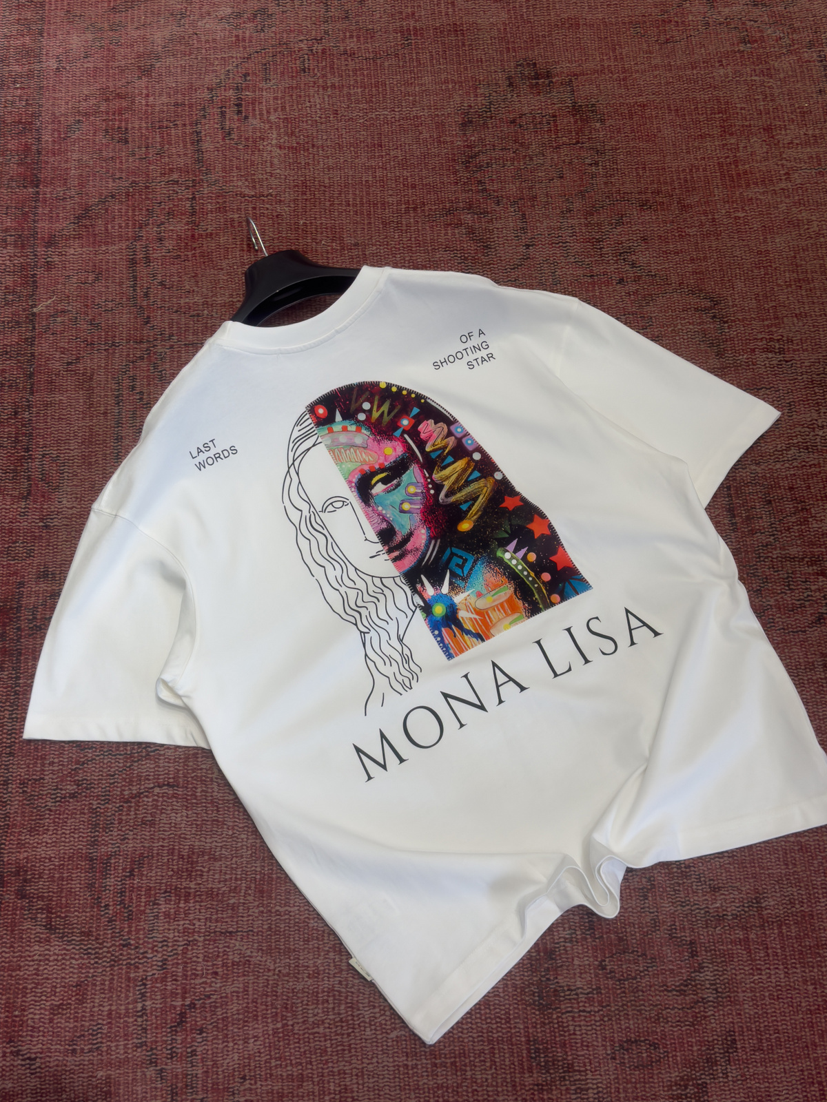 Beyaz Mona Lisa Patchli Oversize T-Shirt SW-5140