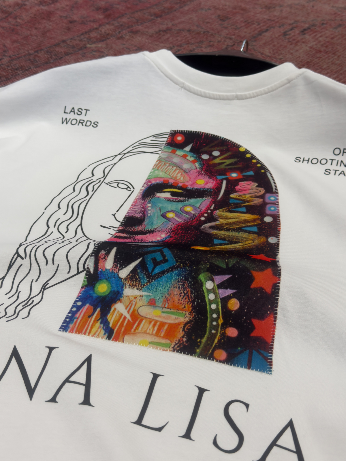 Beyaz Mona Lisa Patchli Oversize T-Shirt SW-5140
