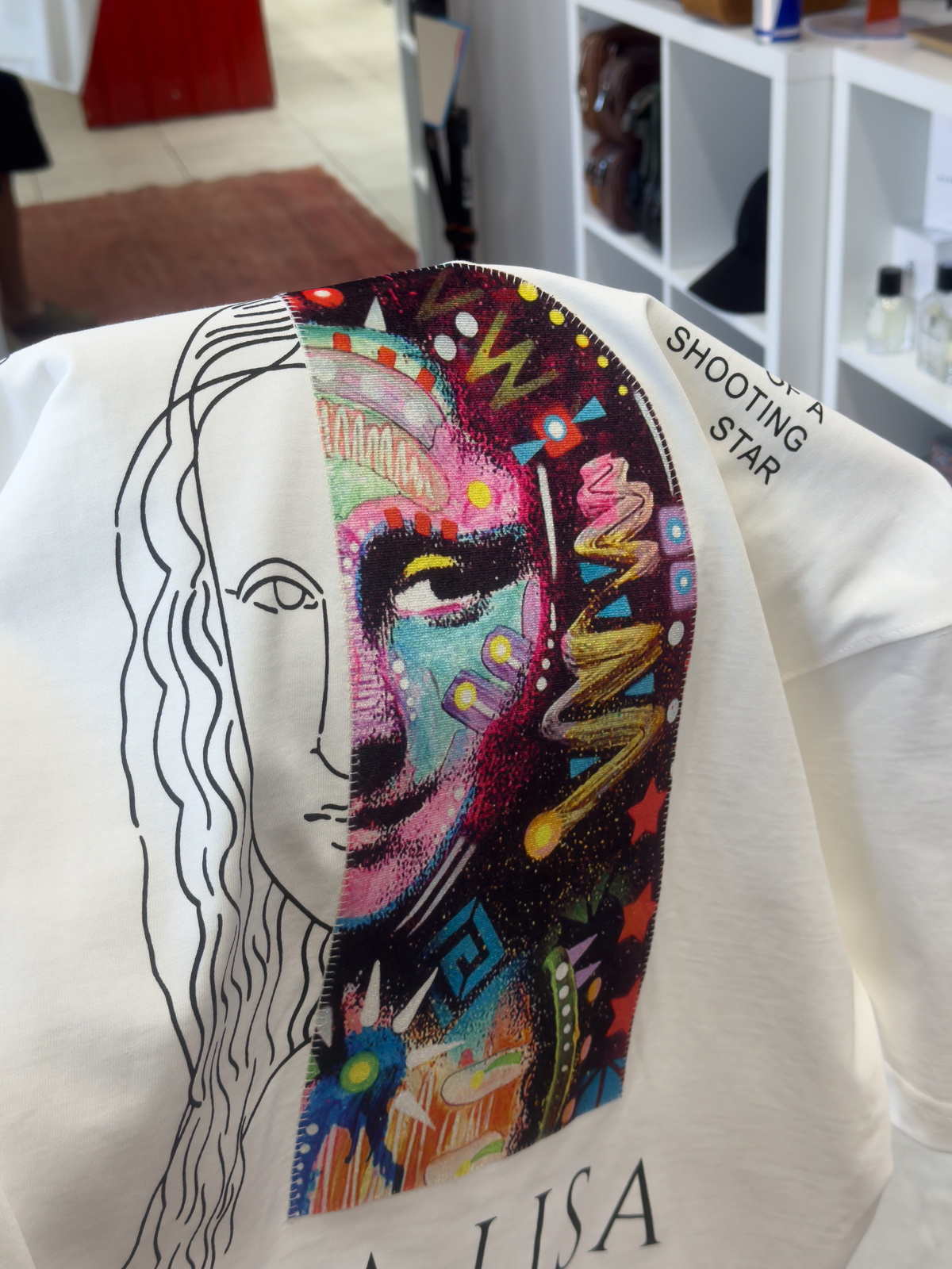 Beyaz Mona Lisa Patchli Oversize T-Shirt SW-5140