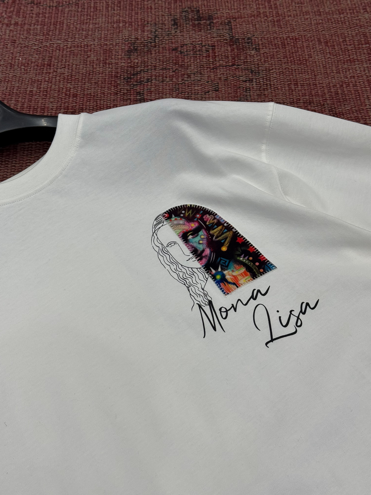 Beyaz Mona Lisa Patchli Oversize T-Shirt SW-5140