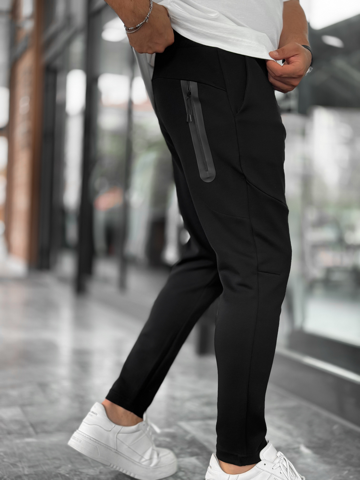 Siyah Yan Fermuarlı Basic Eşofman BY-0002