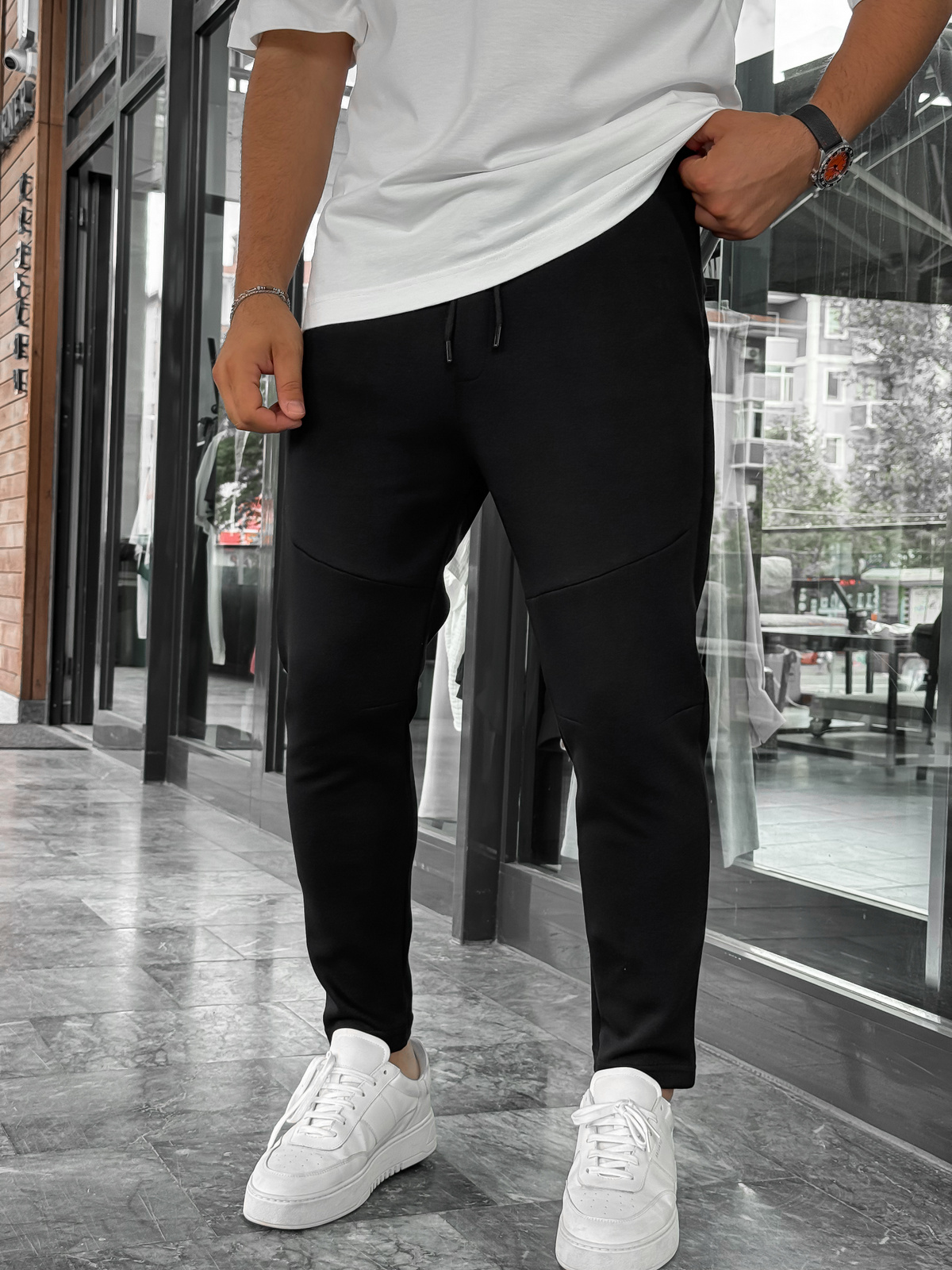 Siyah Yan Fermuarlı Basic Eşofman BY-0002