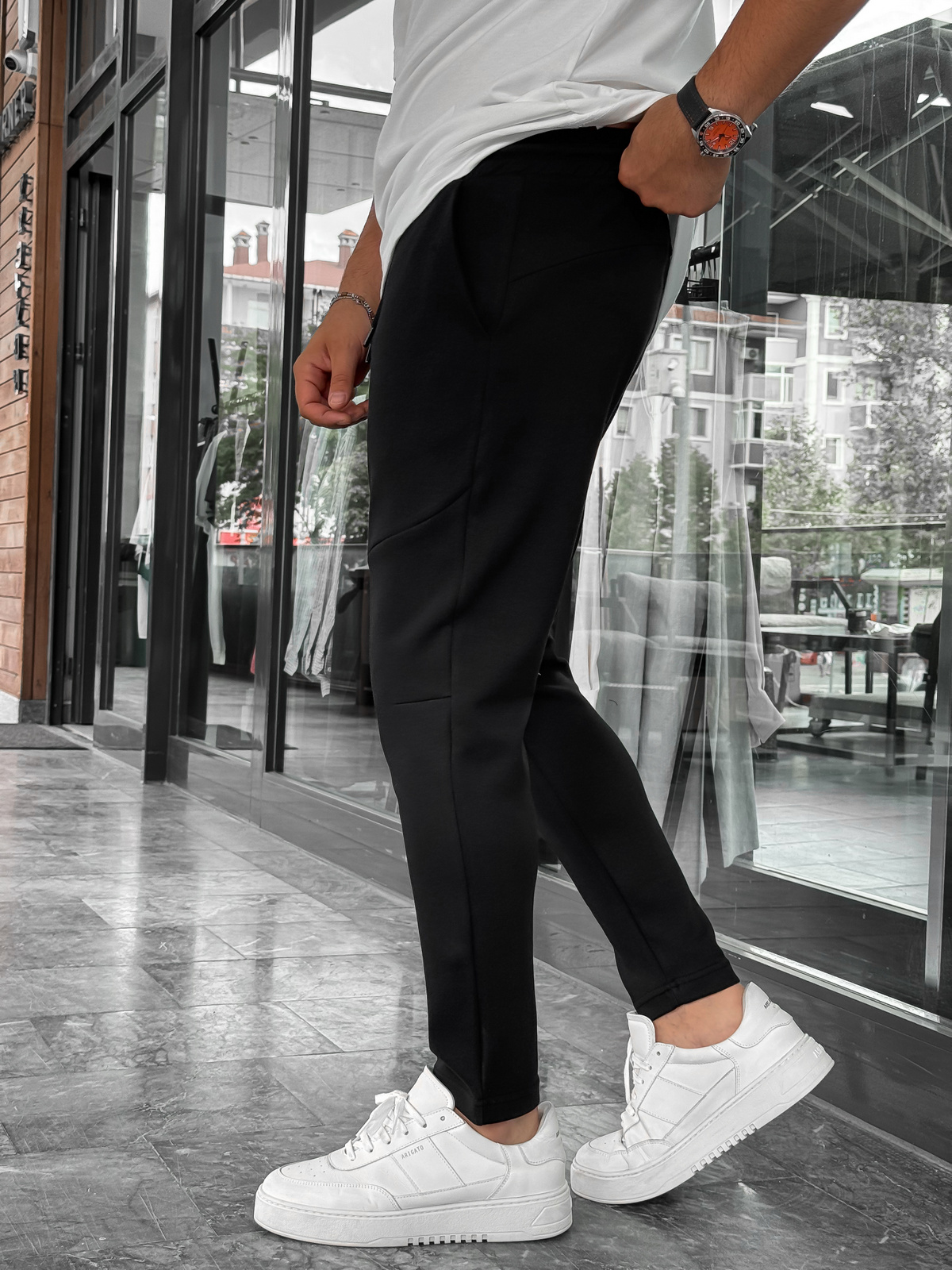 Siyah Yan Fermuarlı Basic Eşofman BY-0002