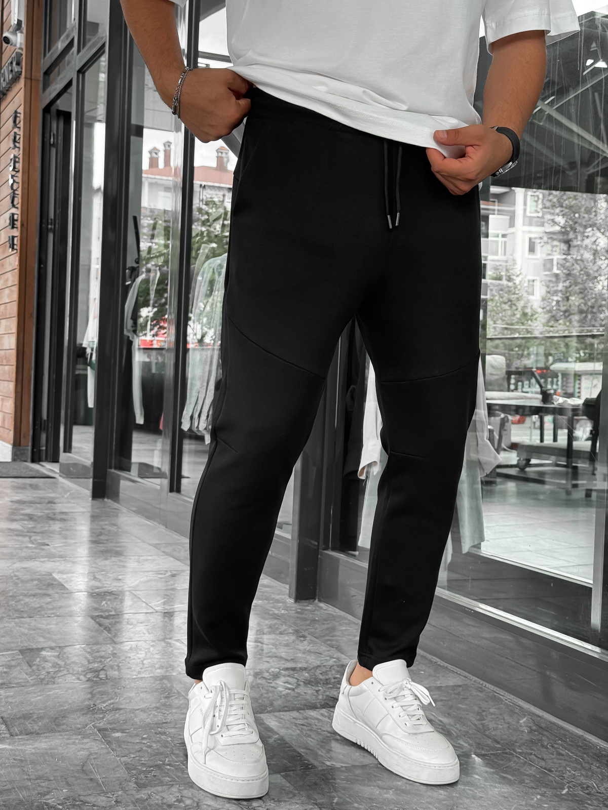 Siyah Yan Fermuarlı Basic Eşofman BY-0002