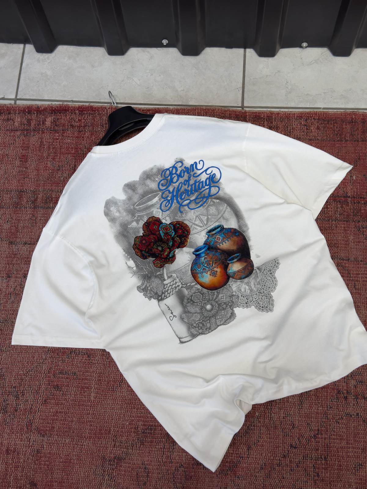 Beyaz Heritage Nakışlı Oversize T-Shirt SW-5181