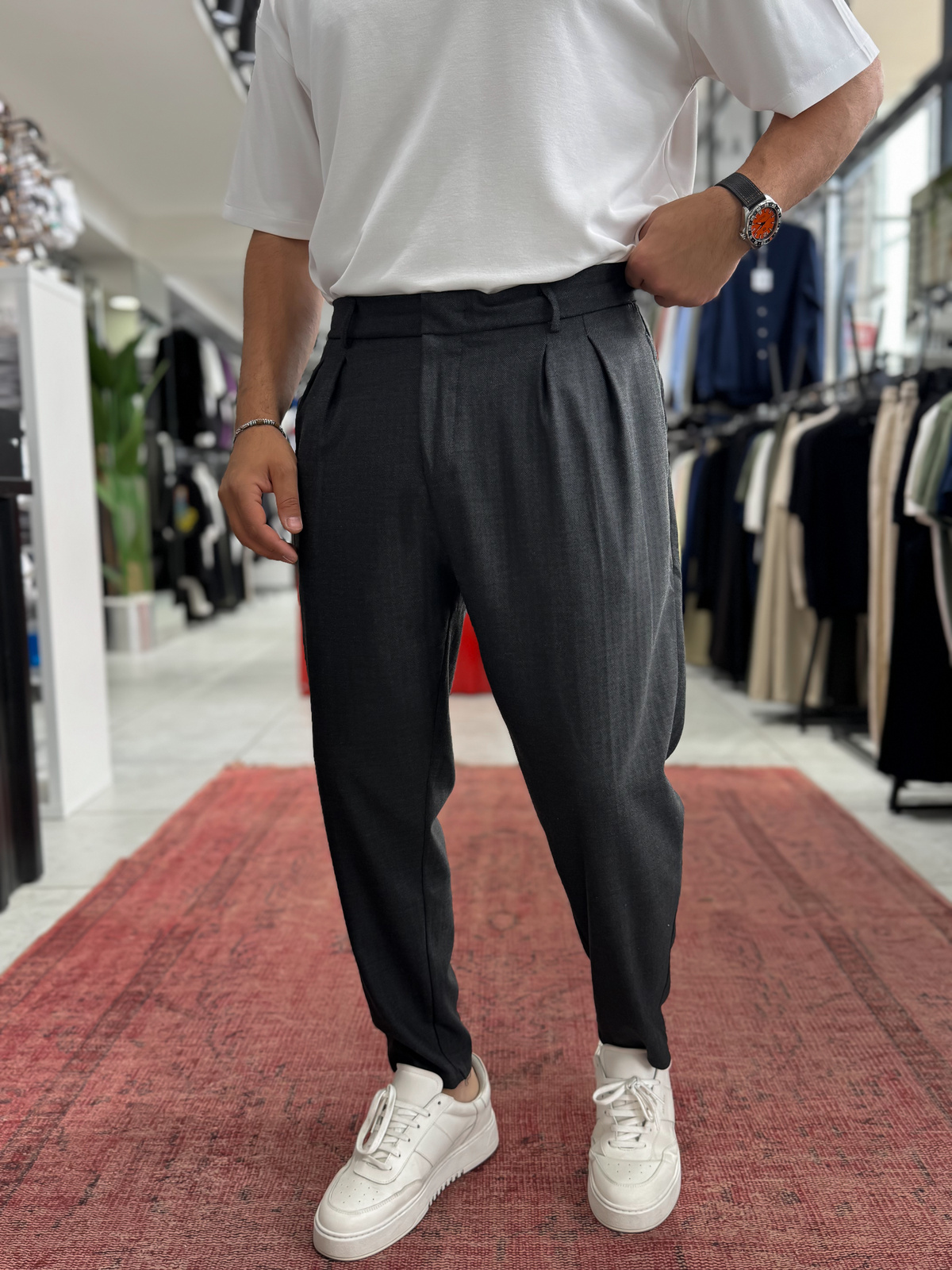 Antrasit Desenli Kumaş Pantolon BY-5090