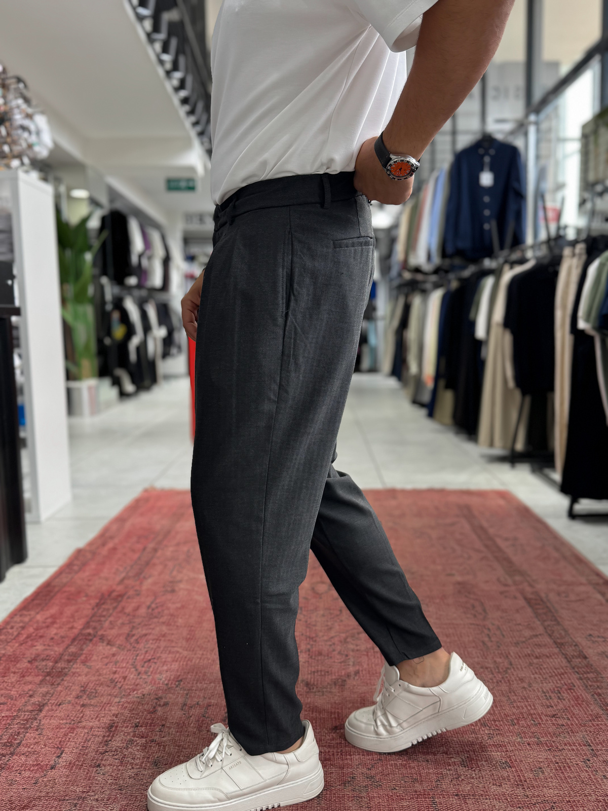 Antrasit Desenli Kumaş Pantolon BY-5090