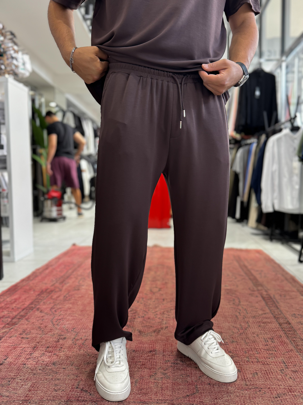 Kahve Basic Modal Kumaş Boru Paça Eşofman RSP