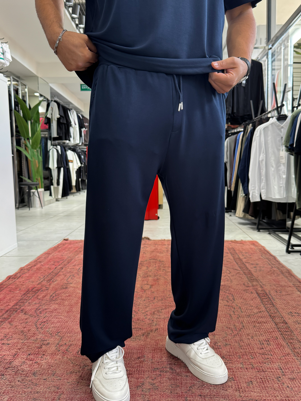 Lacivert Basic Modal Kumaş Boru Paça Eşofman RSP