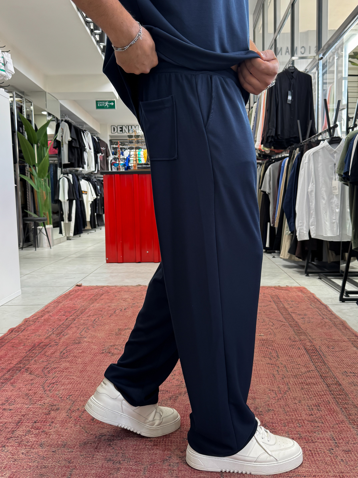 Lacivert Basic Modal Kumaş Boru Paça Eşofman RSP