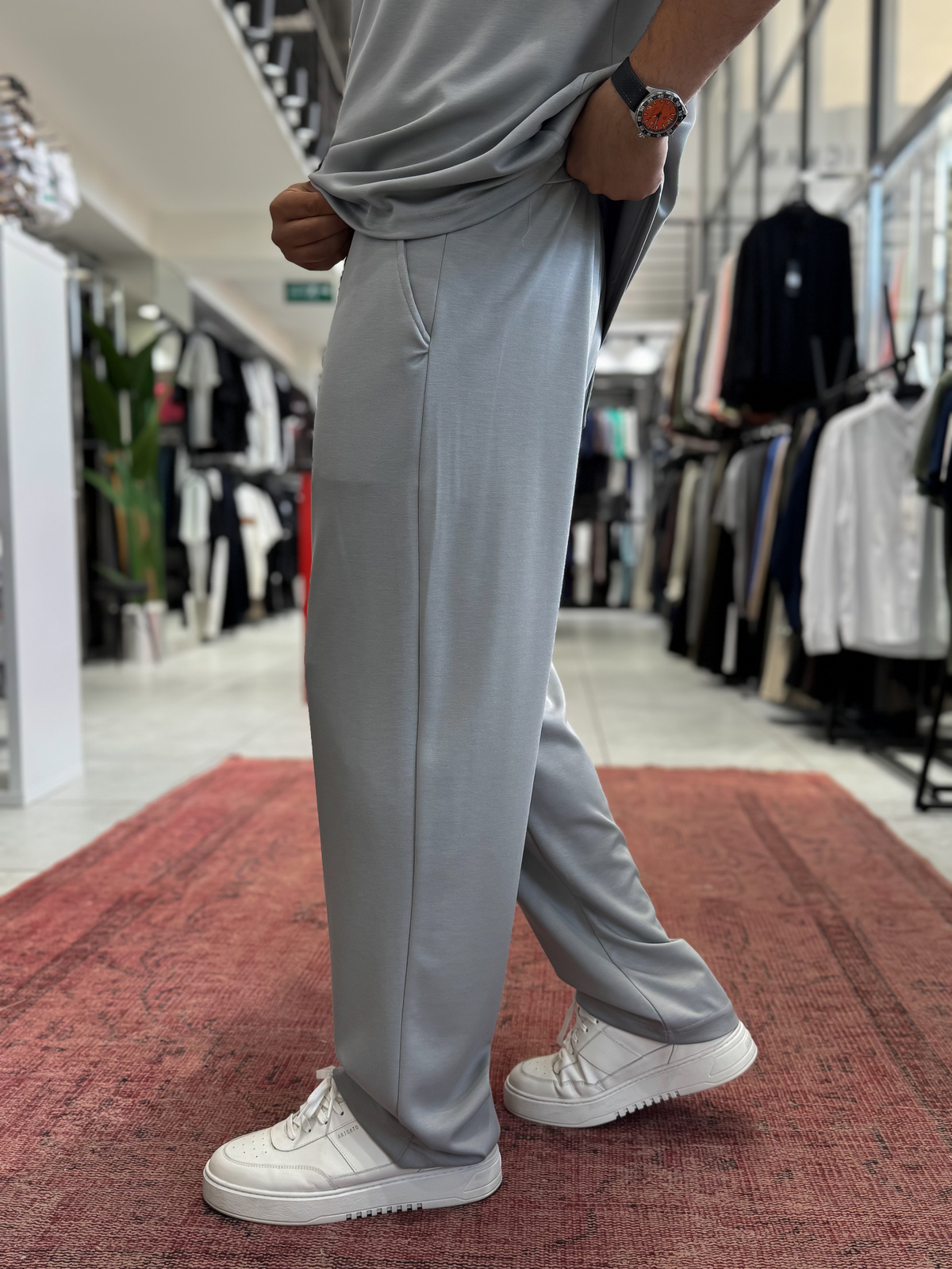 Ice Gri Basic Modal Kumaş Boru Paça Eşofman RSP