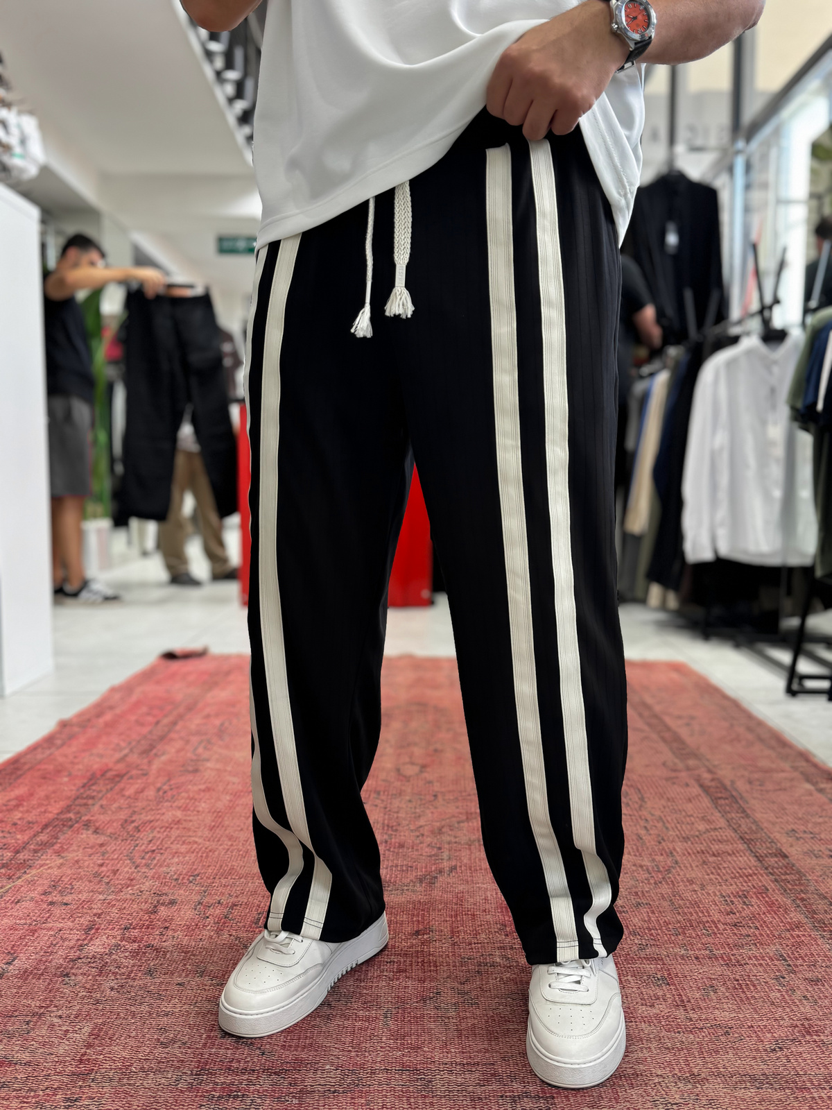 Siyah Çift Şeritli Baggy Eşofman RES-1140