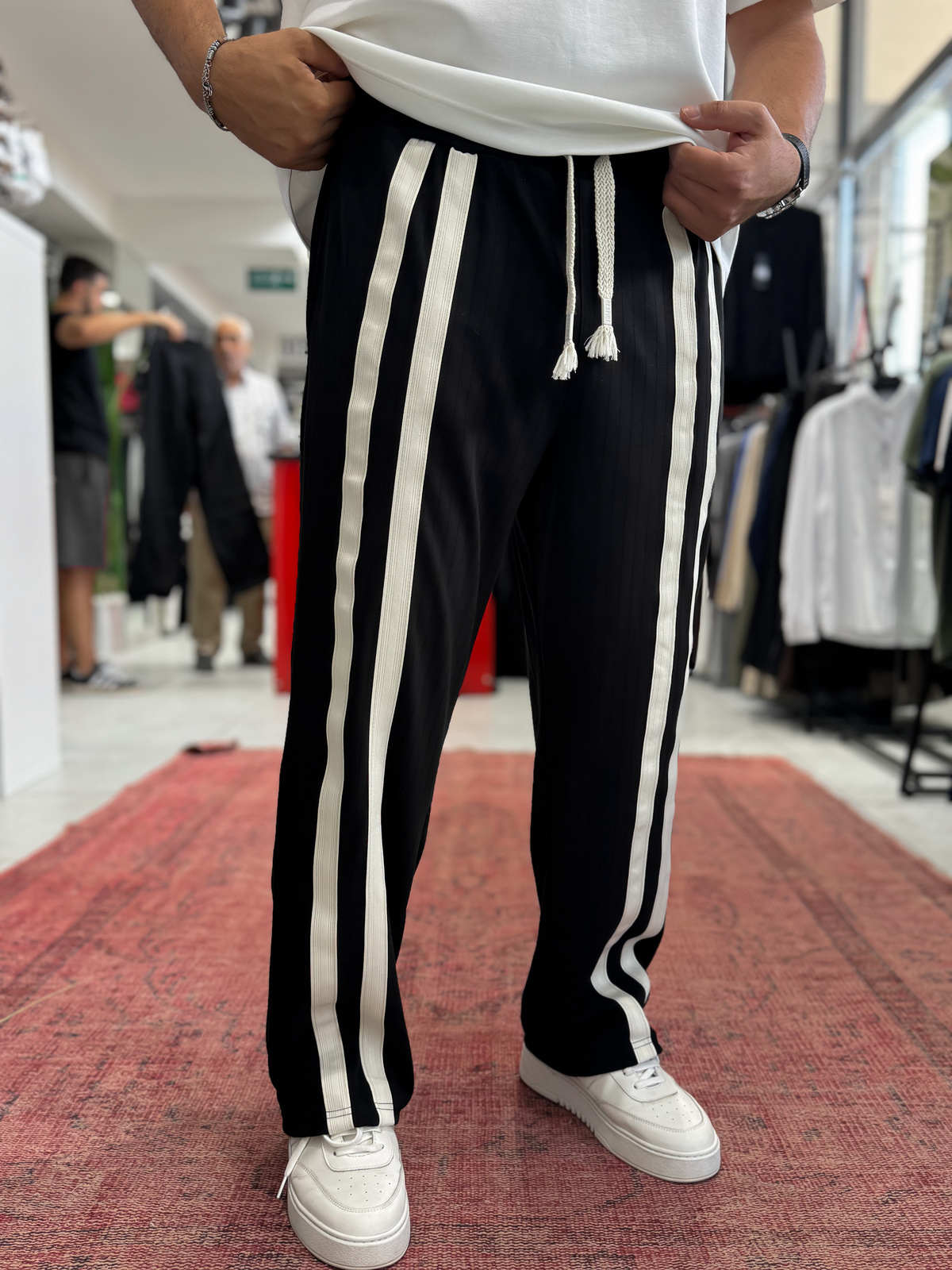 Siyah Çift Şeritli Baggy Eşofman RES-1140