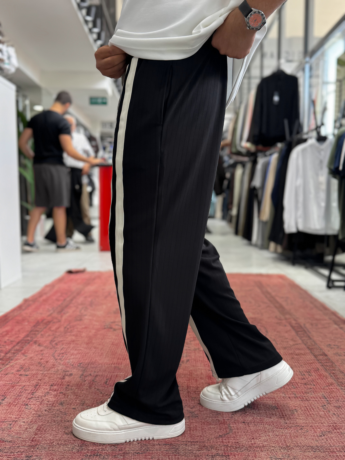 Siyah Çift Şeritli Baggy Eşofman RES-1140
