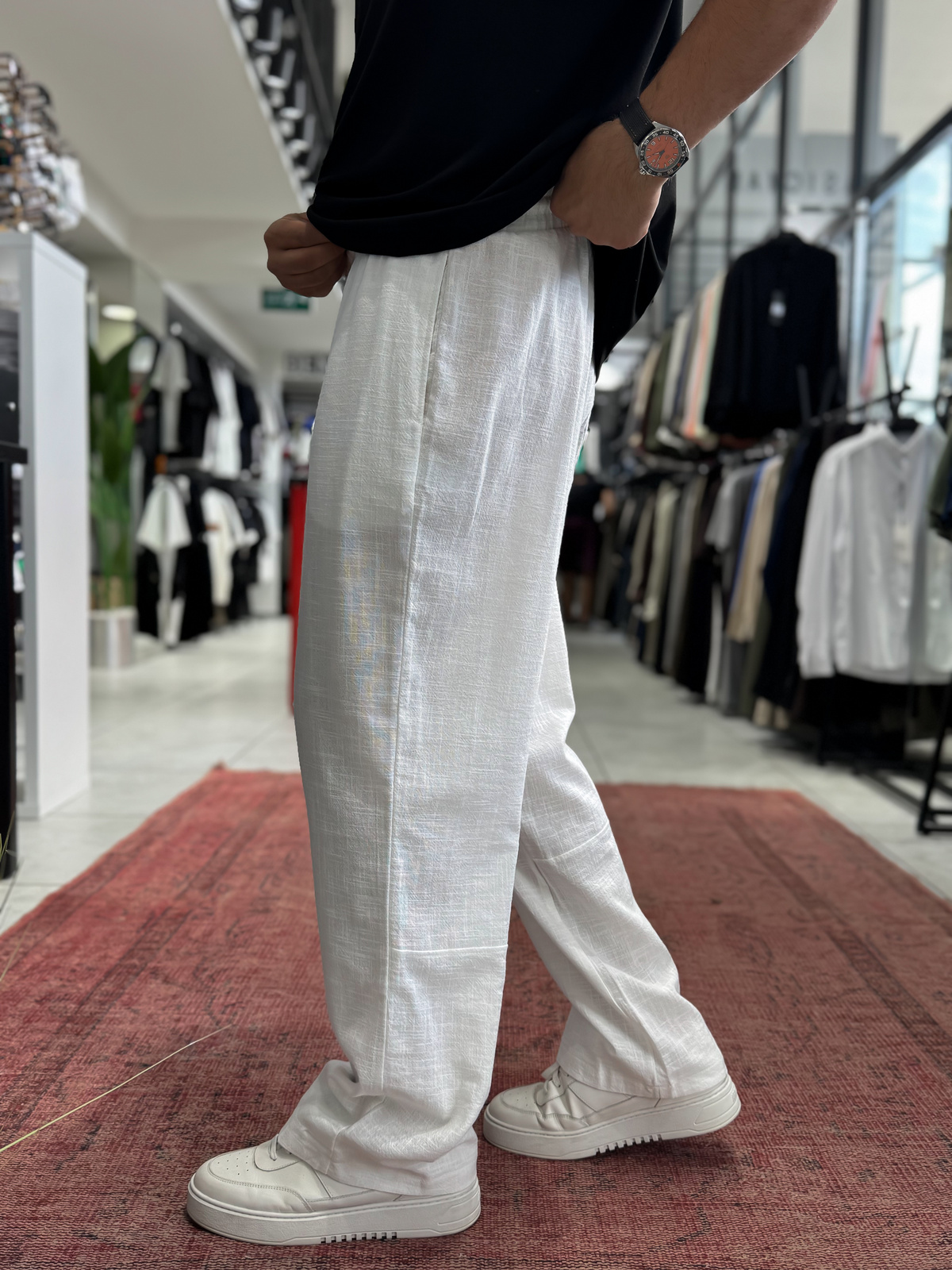 Beyaz Baggy Keten Pantolon RES-1024