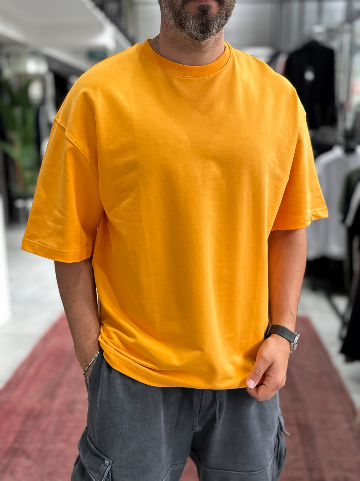 Turuncu İki İplik Basic Oversize T-Shirt RES-003