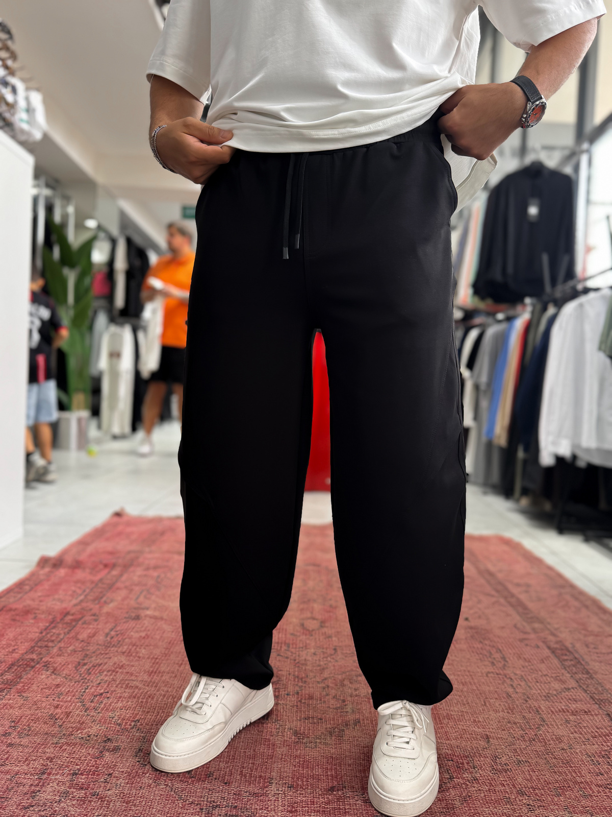 Siyah Diz Detaylı Baggy Eşofman BLA-738