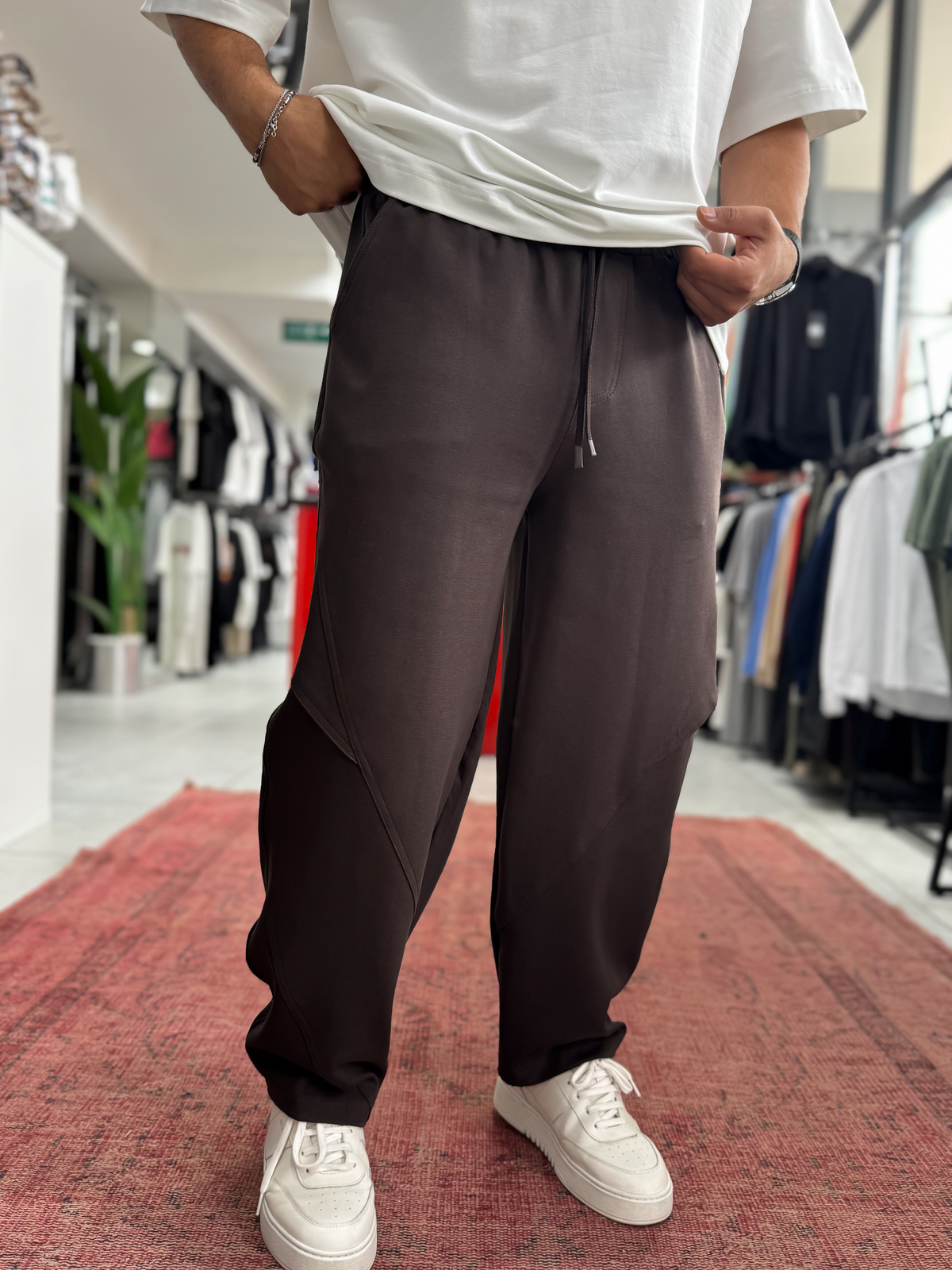 Kahve Diz Detaylı Baggy Eşofman BLA-738