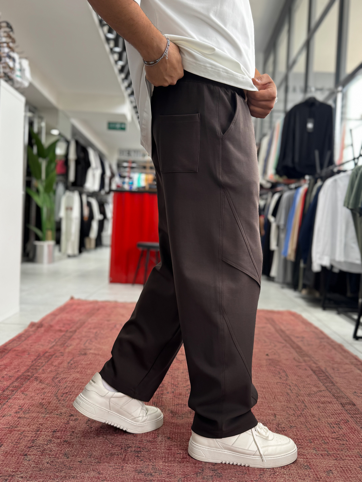 Kahve Diz Detaylı Baggy Eşofman BLA-738