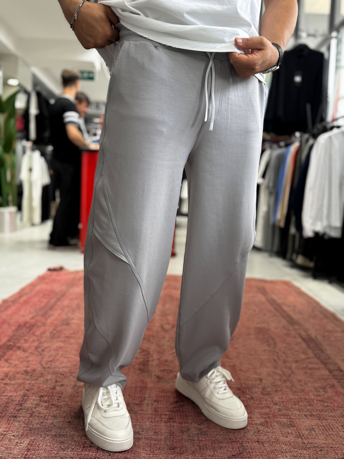 Gri Diz Detaylı Baggy Eşofman BLA-738