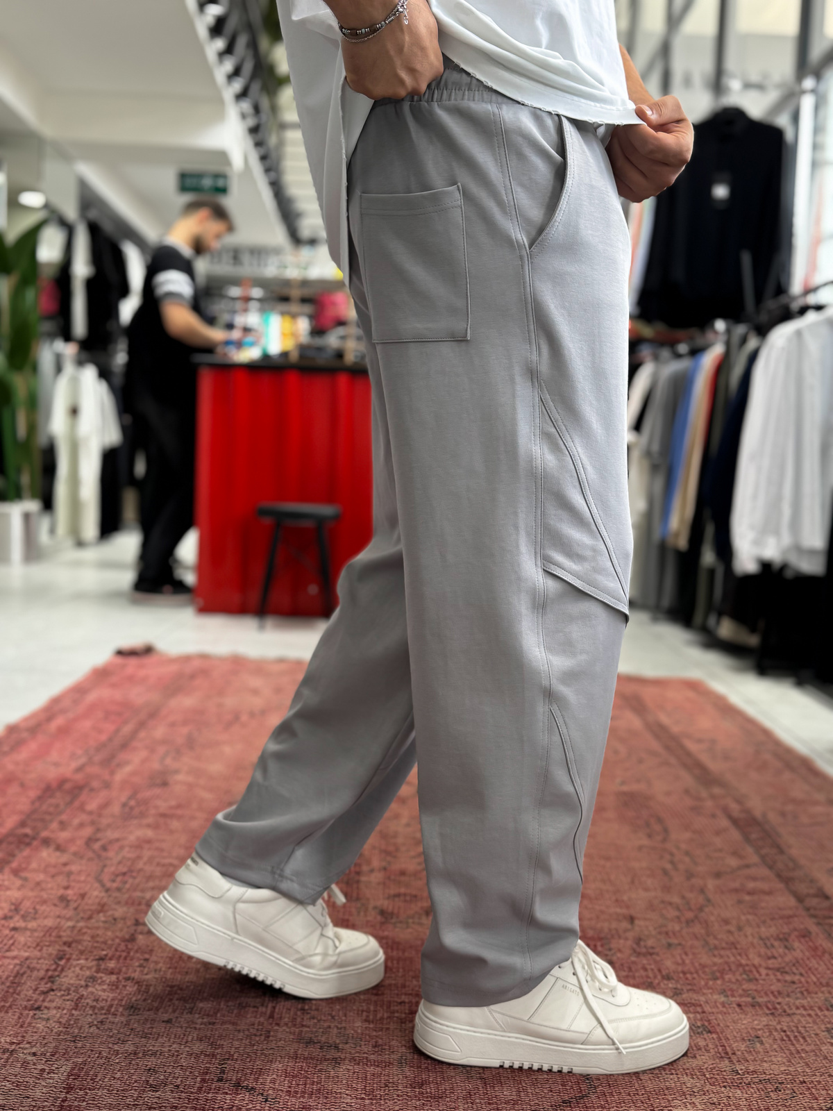 Gri Diz Detaylı Baggy Eşofman BLA-738