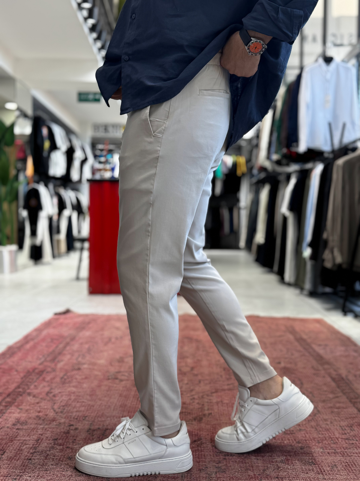 Bej Likralı Regular Pantolon BY-5058