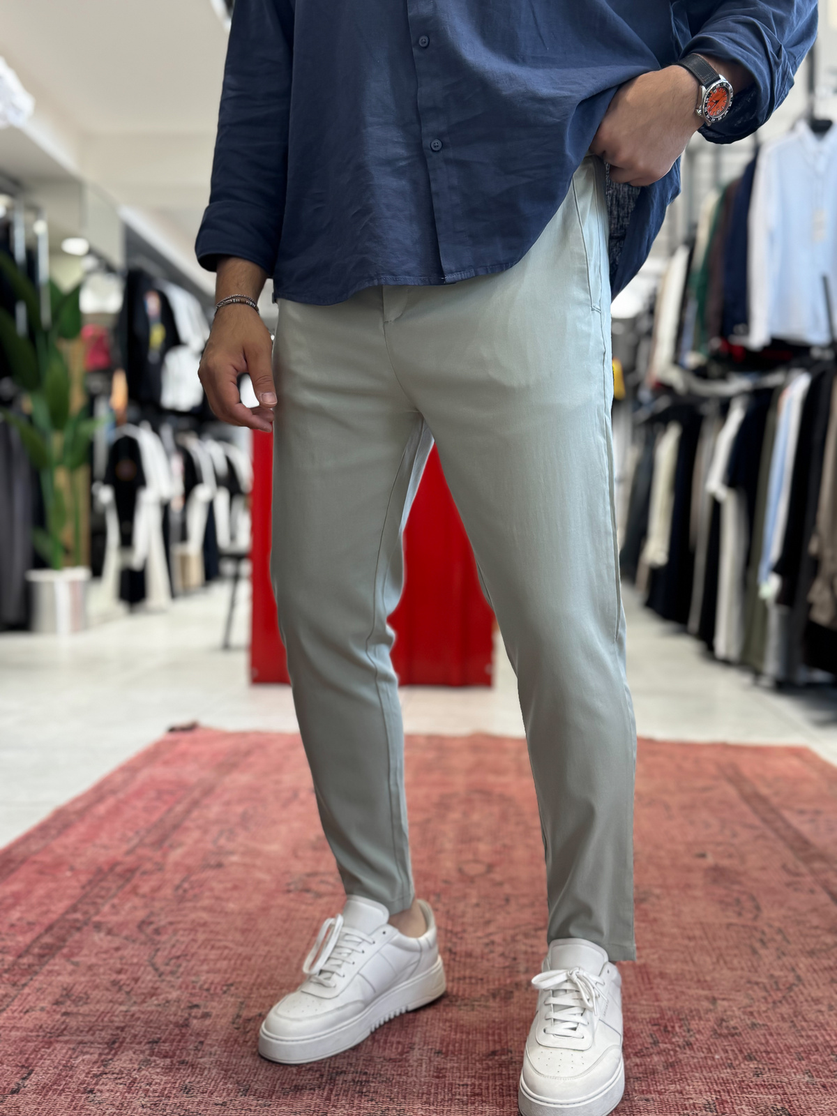 Yeşil Likralı Regular Pantolon BY-5058