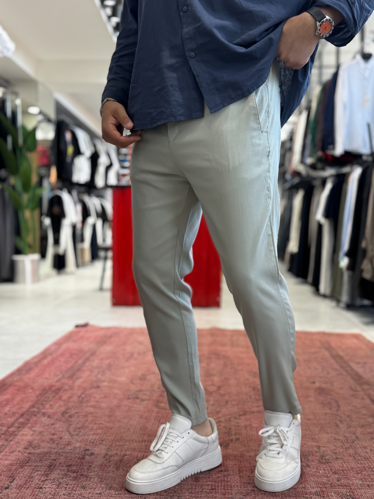 Yeşil Likralı Regular Pantolon BY-5058