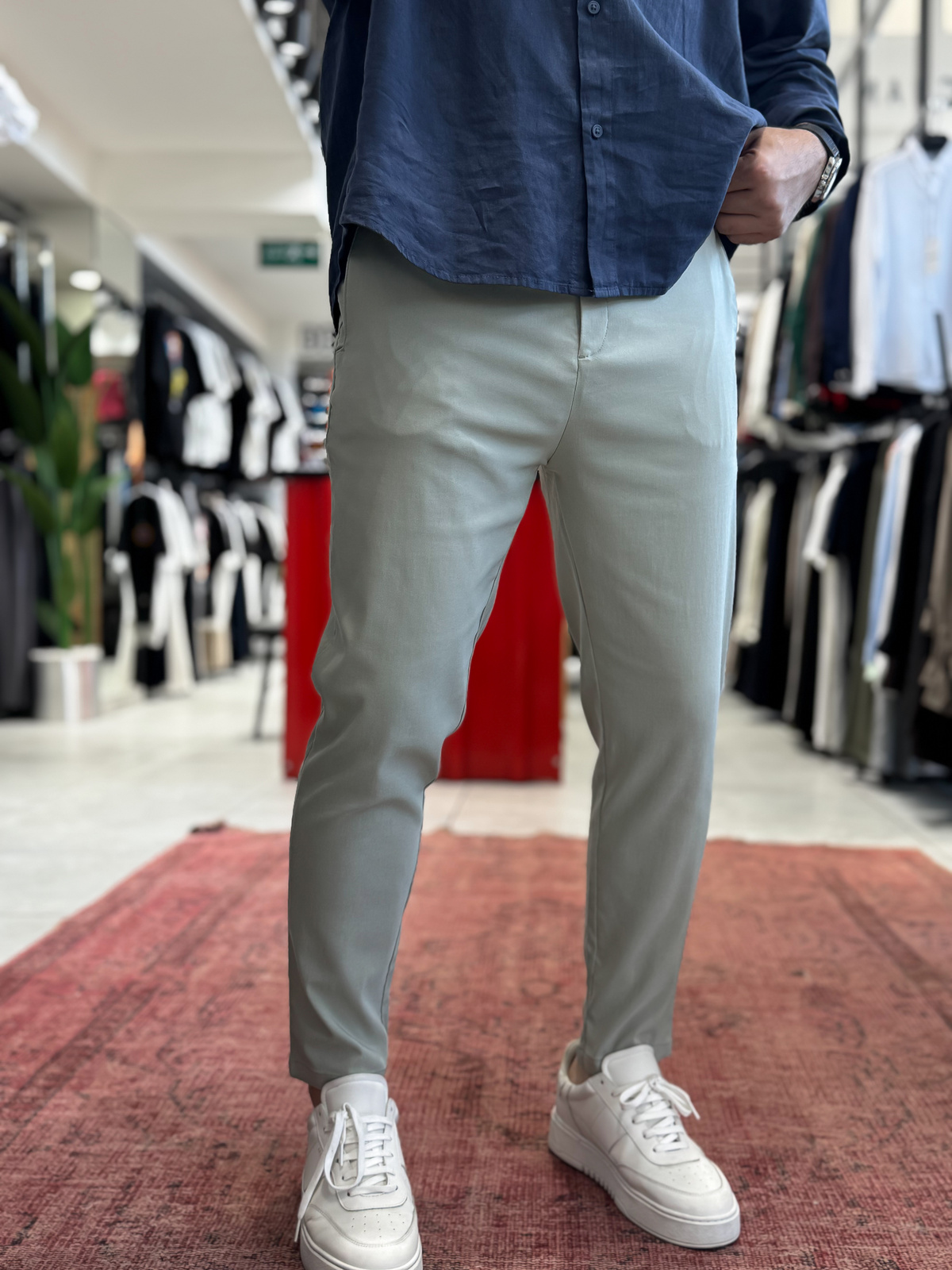 Yeşil Likralı Regular Pantolon BY-5058