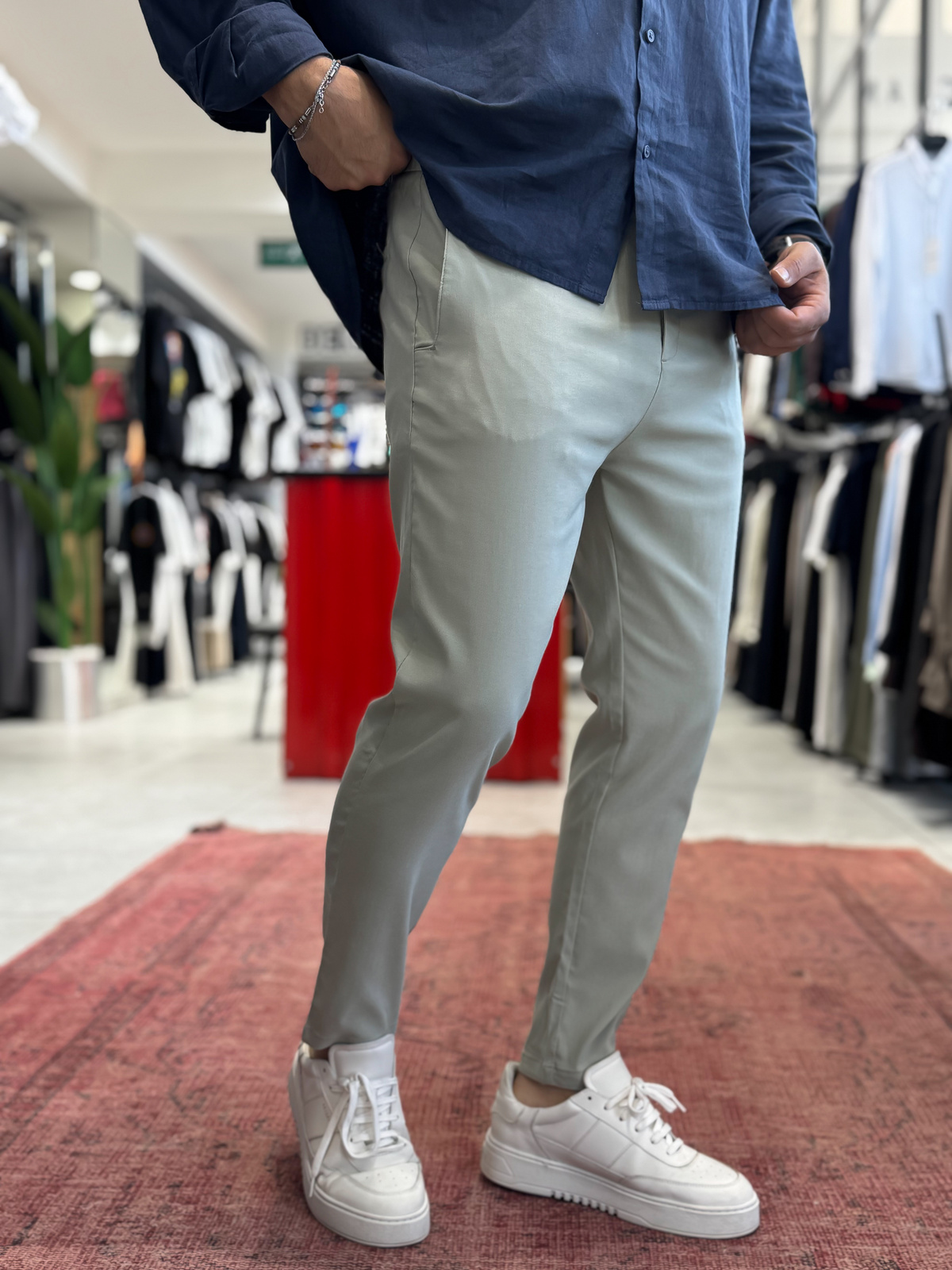 Yeşil Likralı Regular Pantolon BY-5058