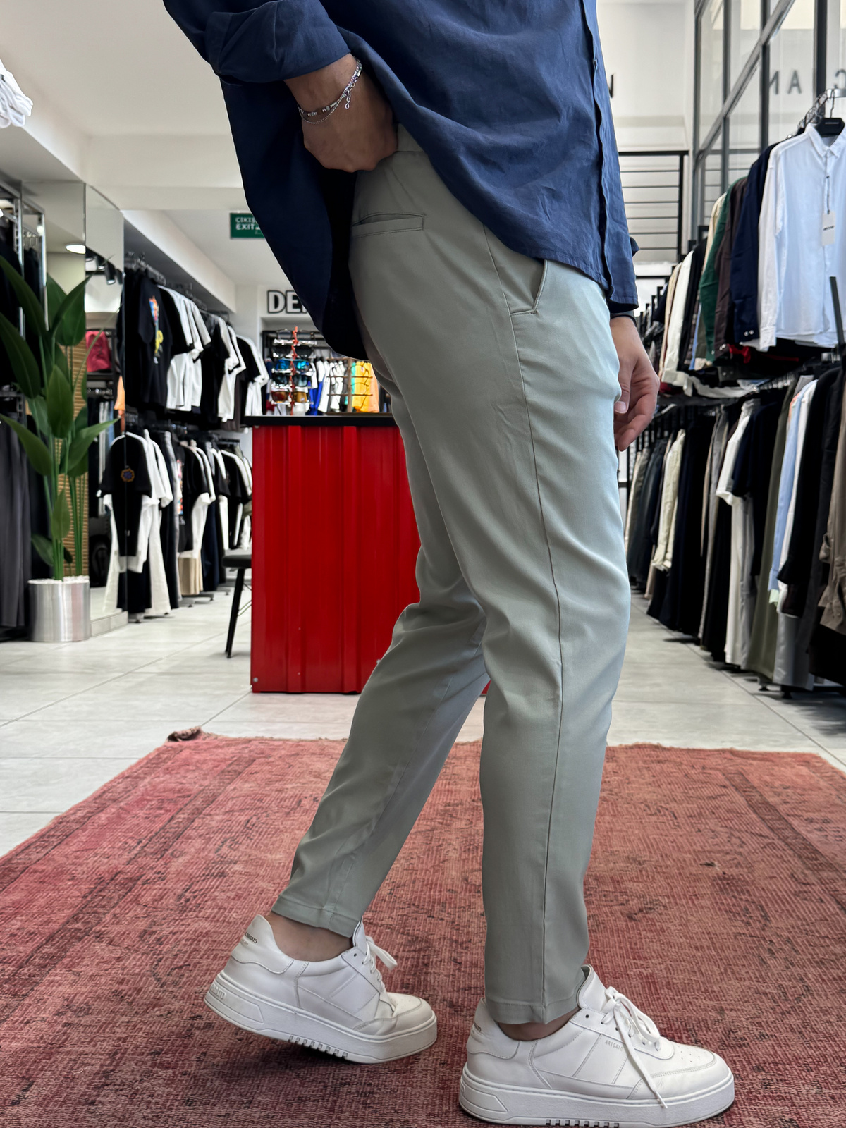 Yeşil Likralı Regular Pantolon BY-5058