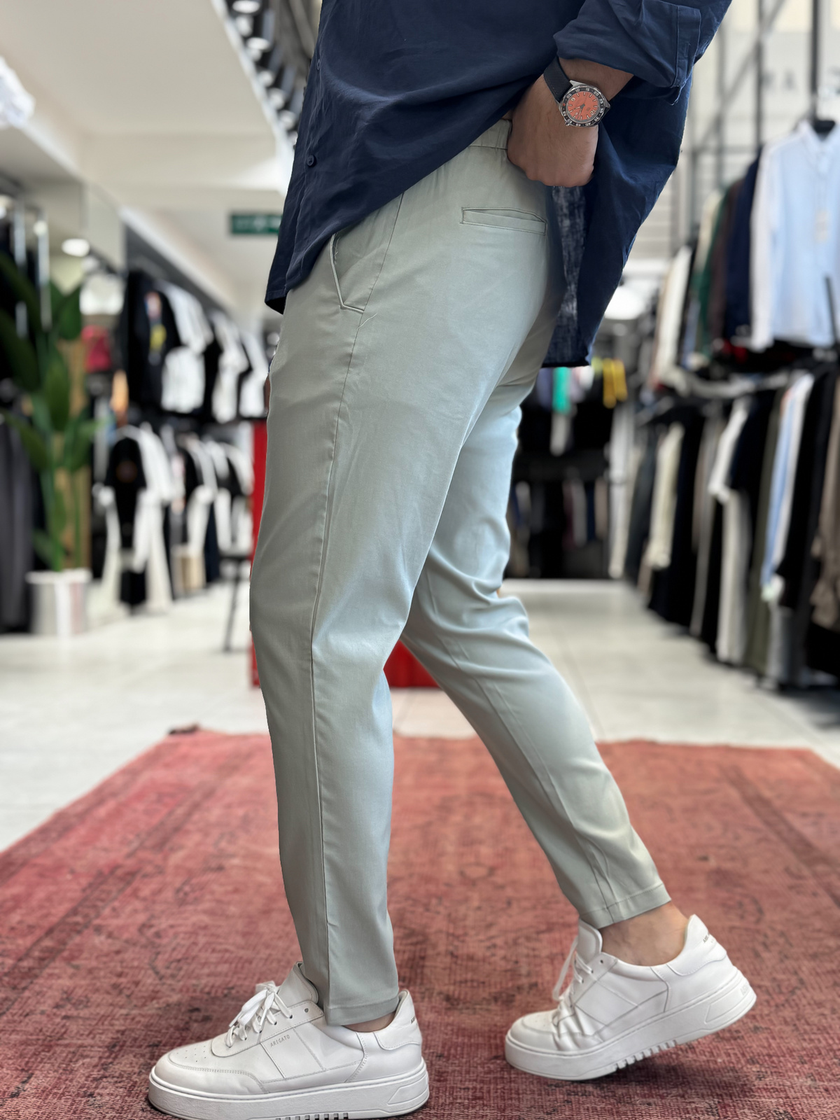 Yeşil Likralı Regular Pantolon BY-5058