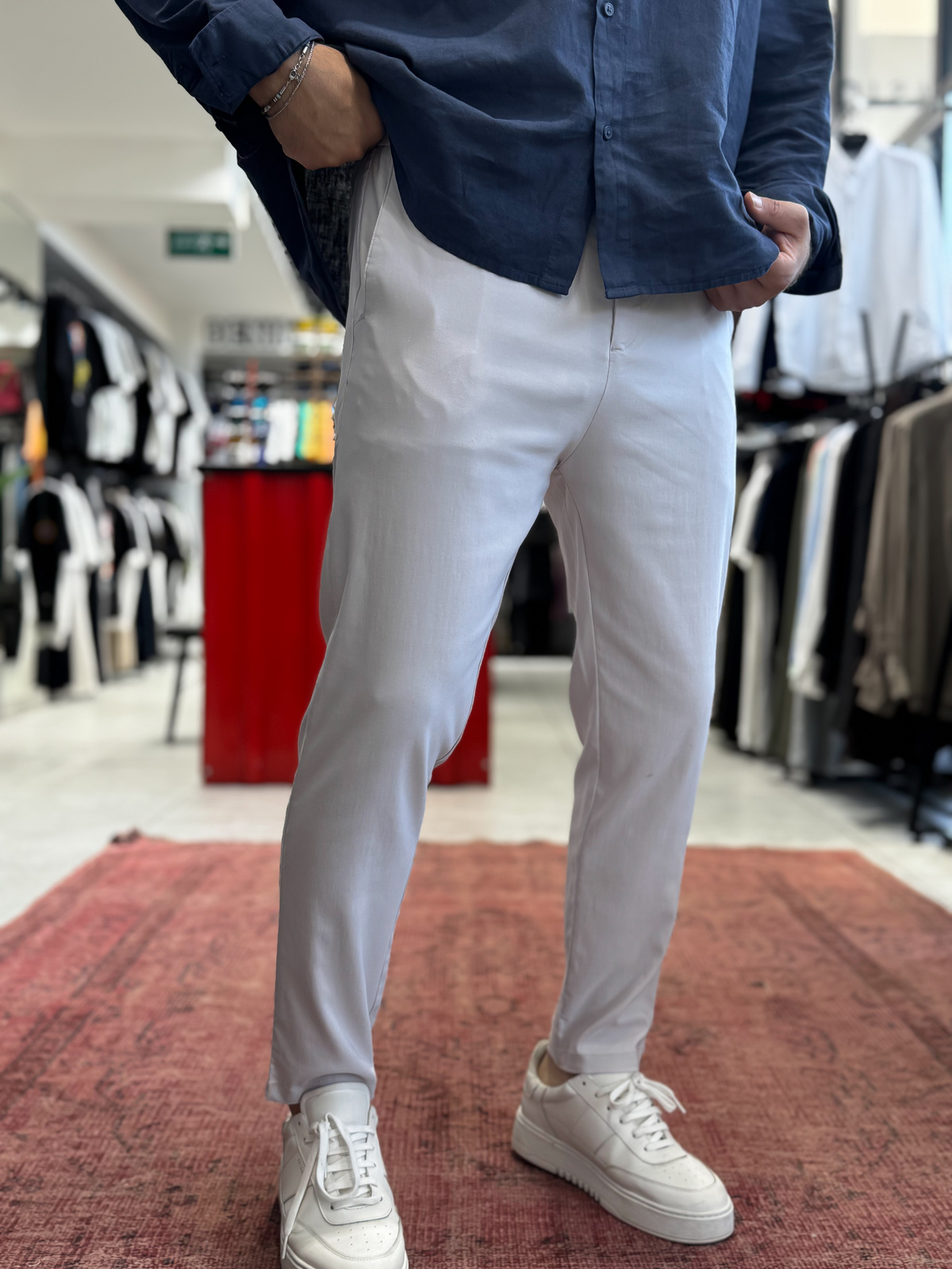 Gri Likralı Regular Pantolon BY-5058