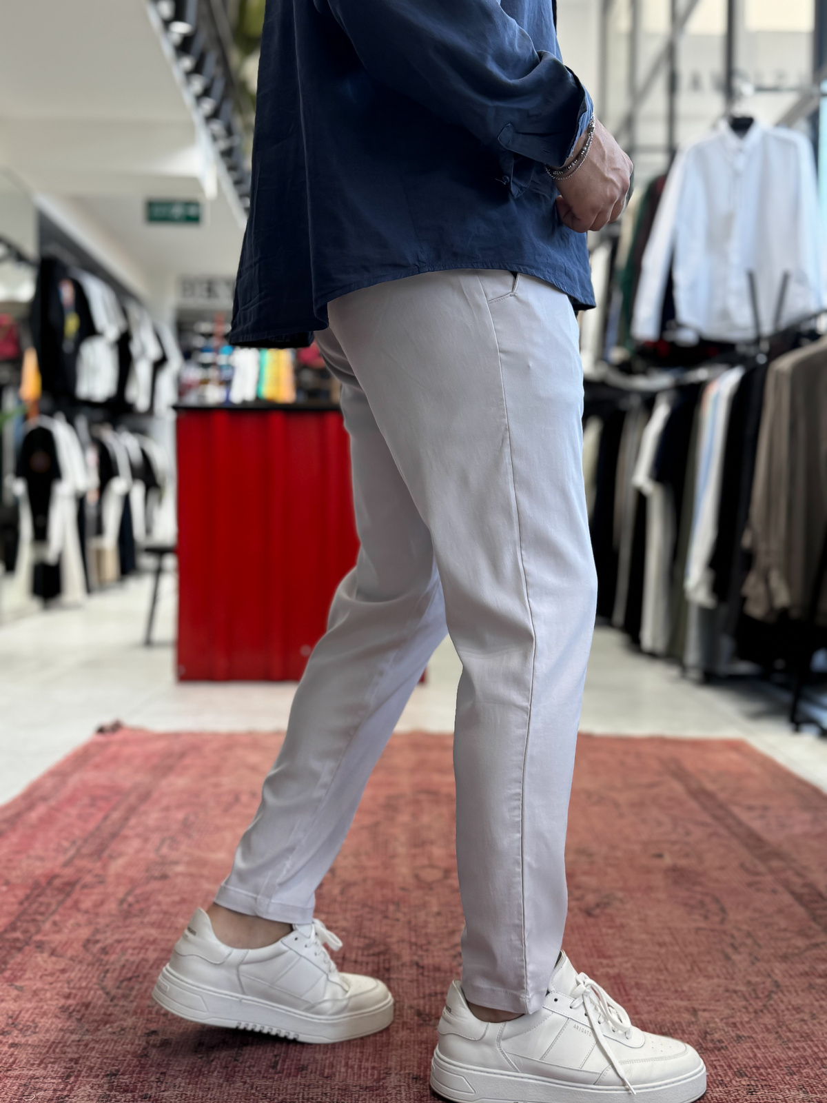 Gri Likralı Regular Pantolon BY-5058