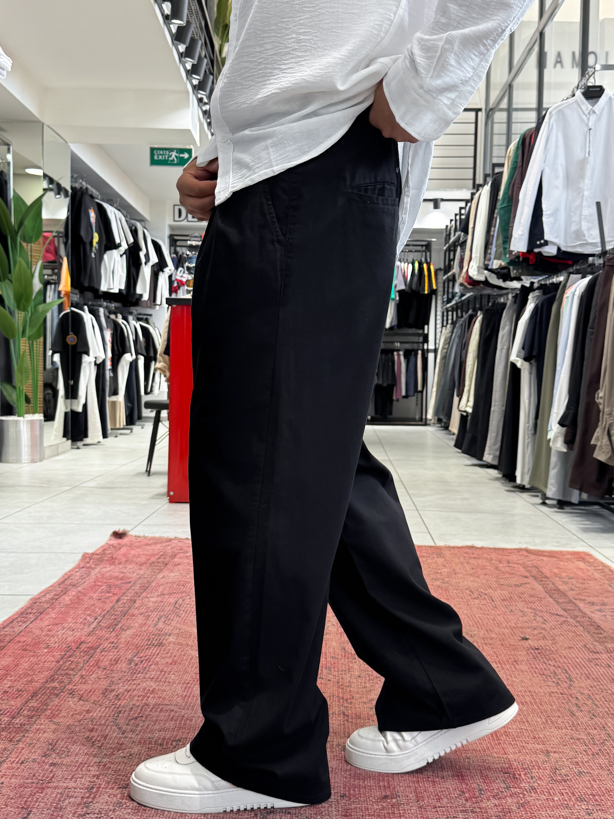 Siyah Keten Baggy Pantolon GJ-17237