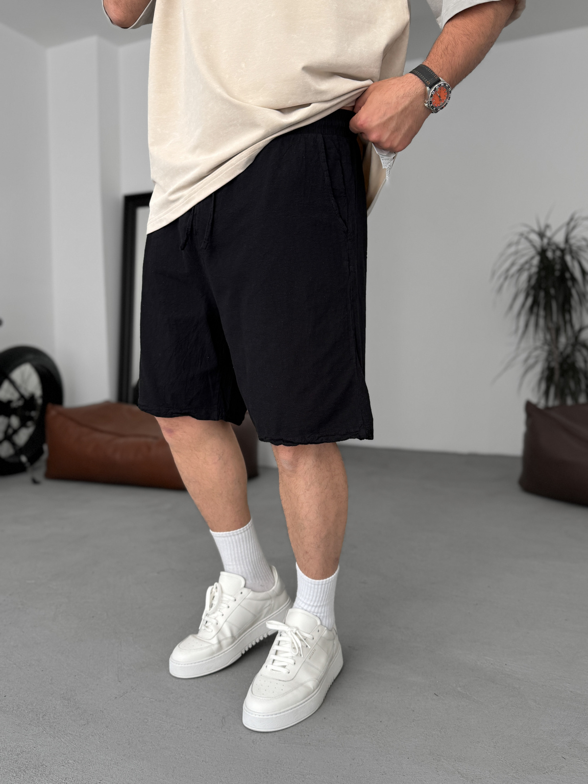 Siyah Fresh Kumaş Şort ES-80-57