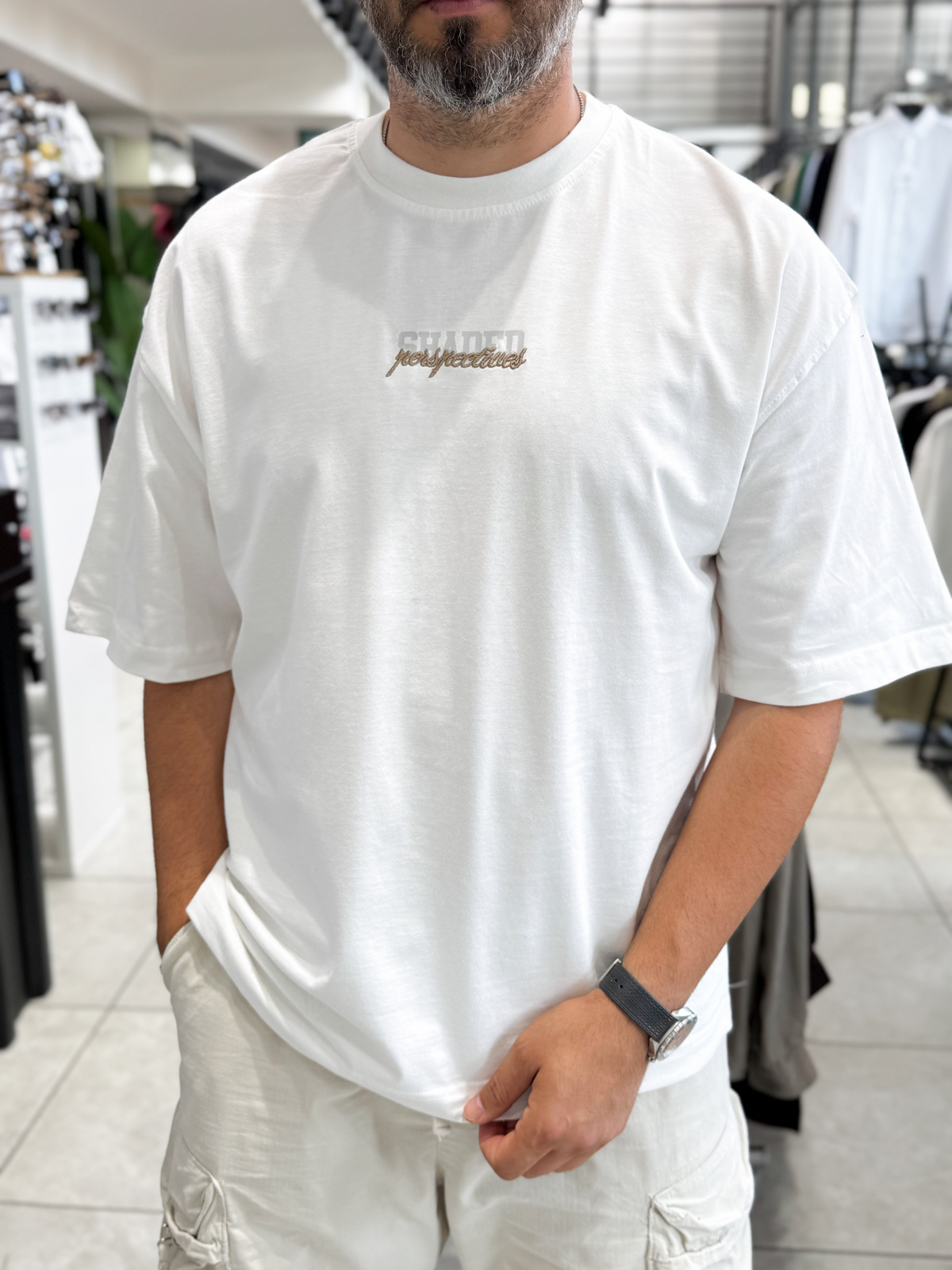 Beyaz Sırt Şapka Baskılı Oversize T-Shirt RES-1127
