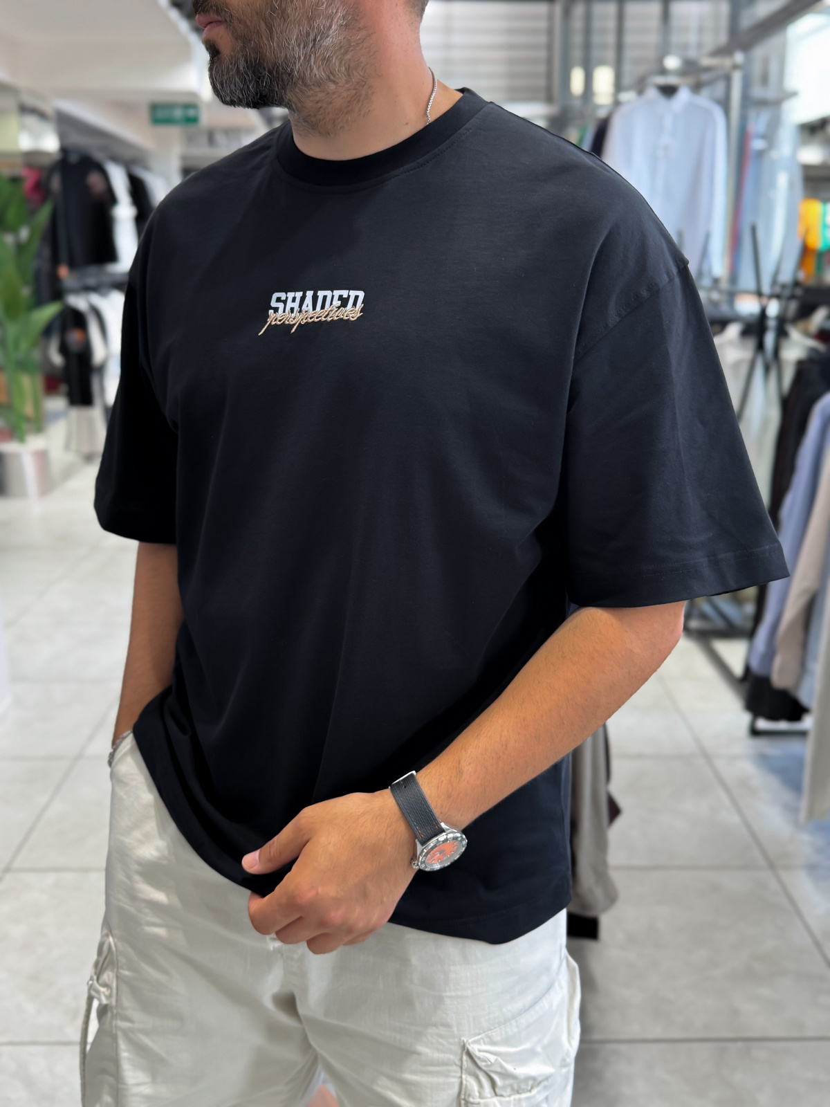 Siyah Sırt Şapka Baskılı Oversize T-Shirt RES-1127