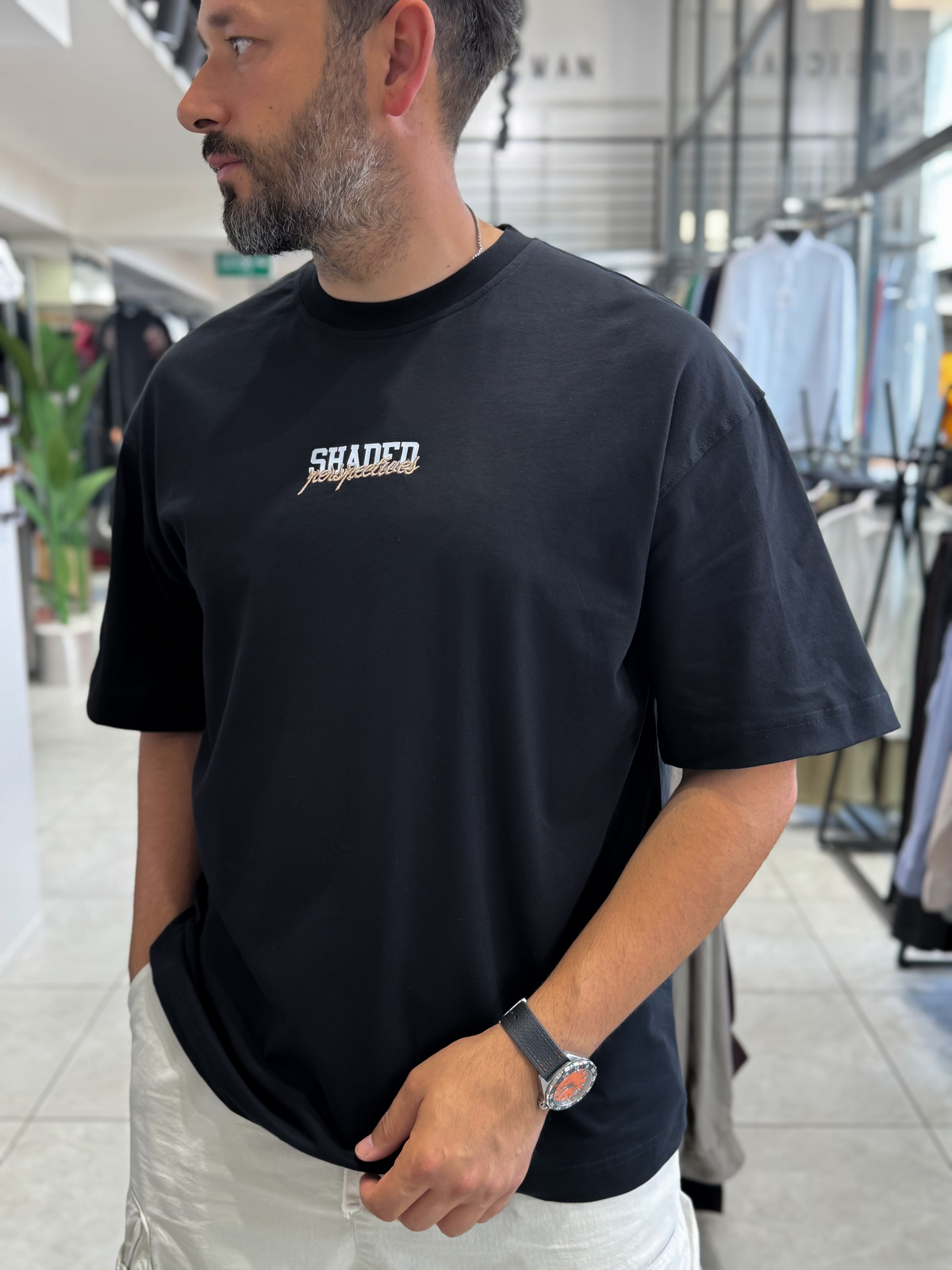 Siyah Sırt Şapka Baskılı Oversize T-Shirt RES-1127