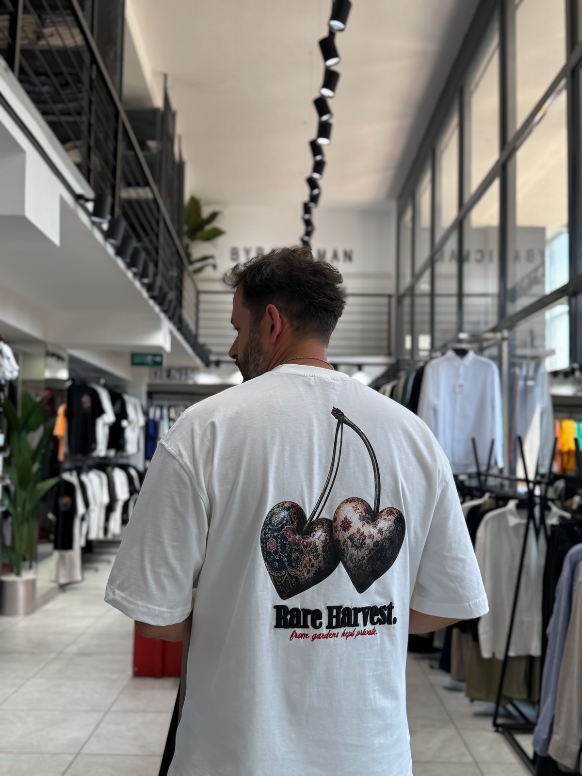 Beyaz Kiraz Baskılı Oversize T-Shirt RES-1128