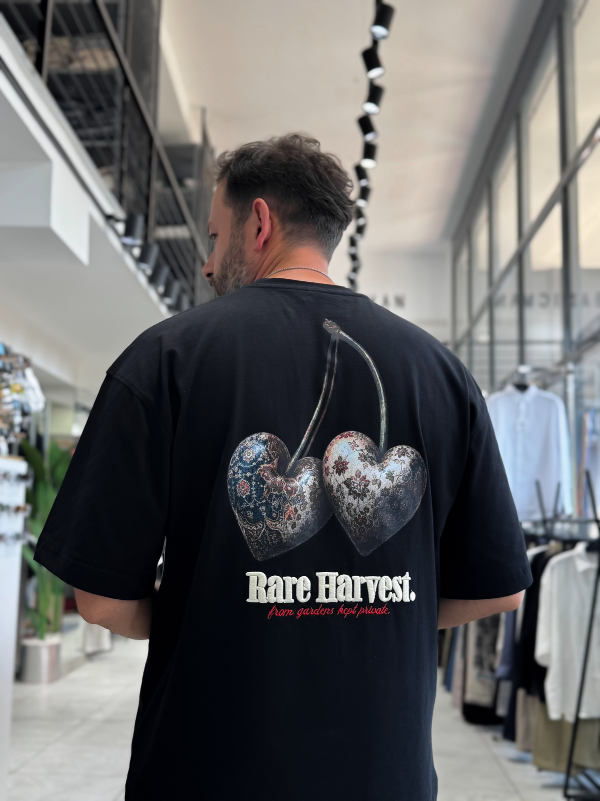 Siyah Kiraz Baskılı Oversize T-Shirt RES-1128
