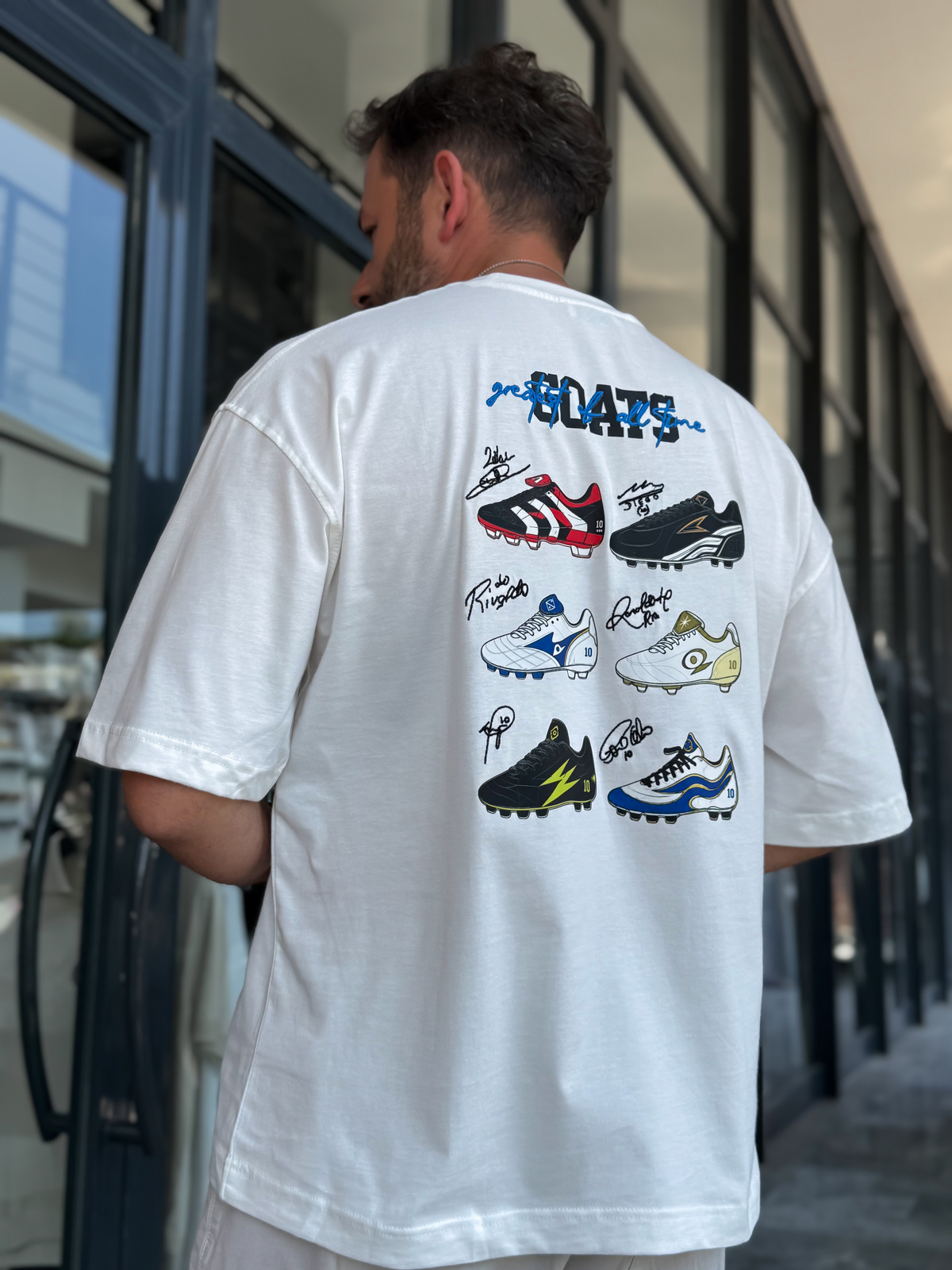 Beyaz Goats Sırt Baskılı Oversize T-Shirt RES-1126