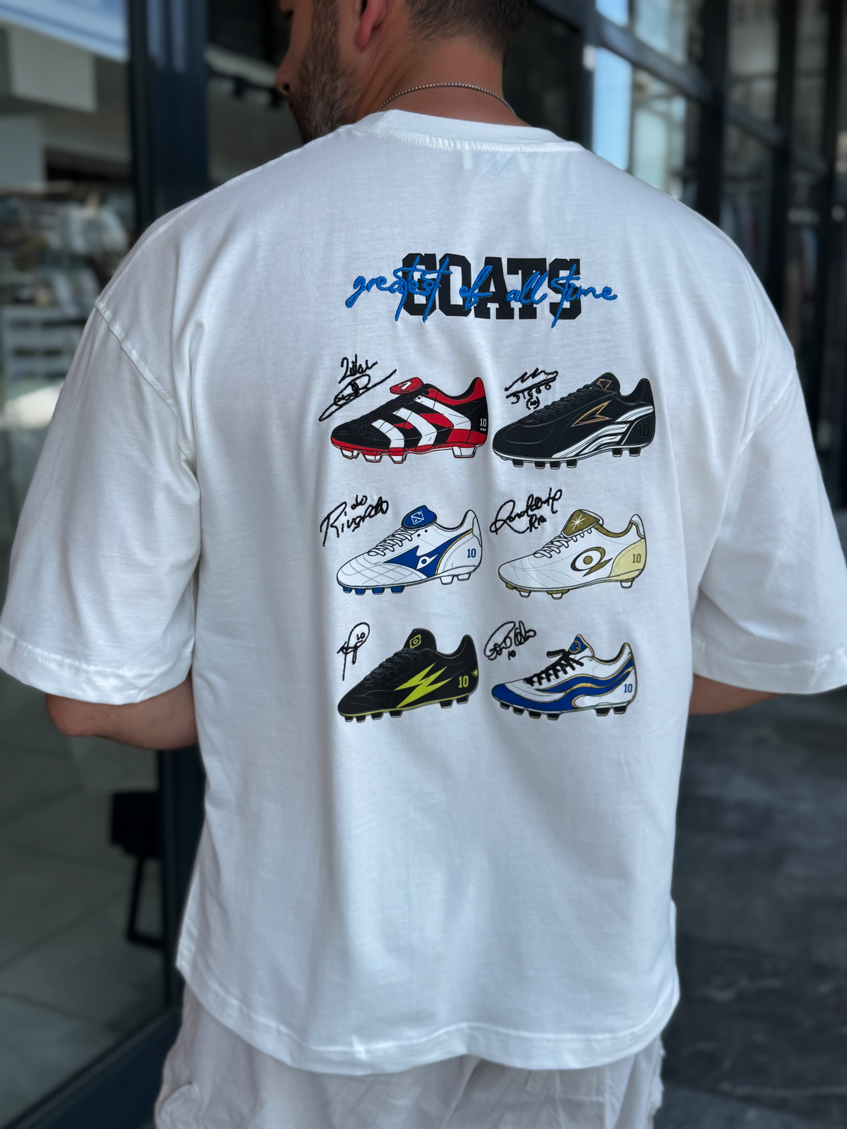 Beyaz Goats Sırt Baskılı Oversize T-Shirt RES-1126